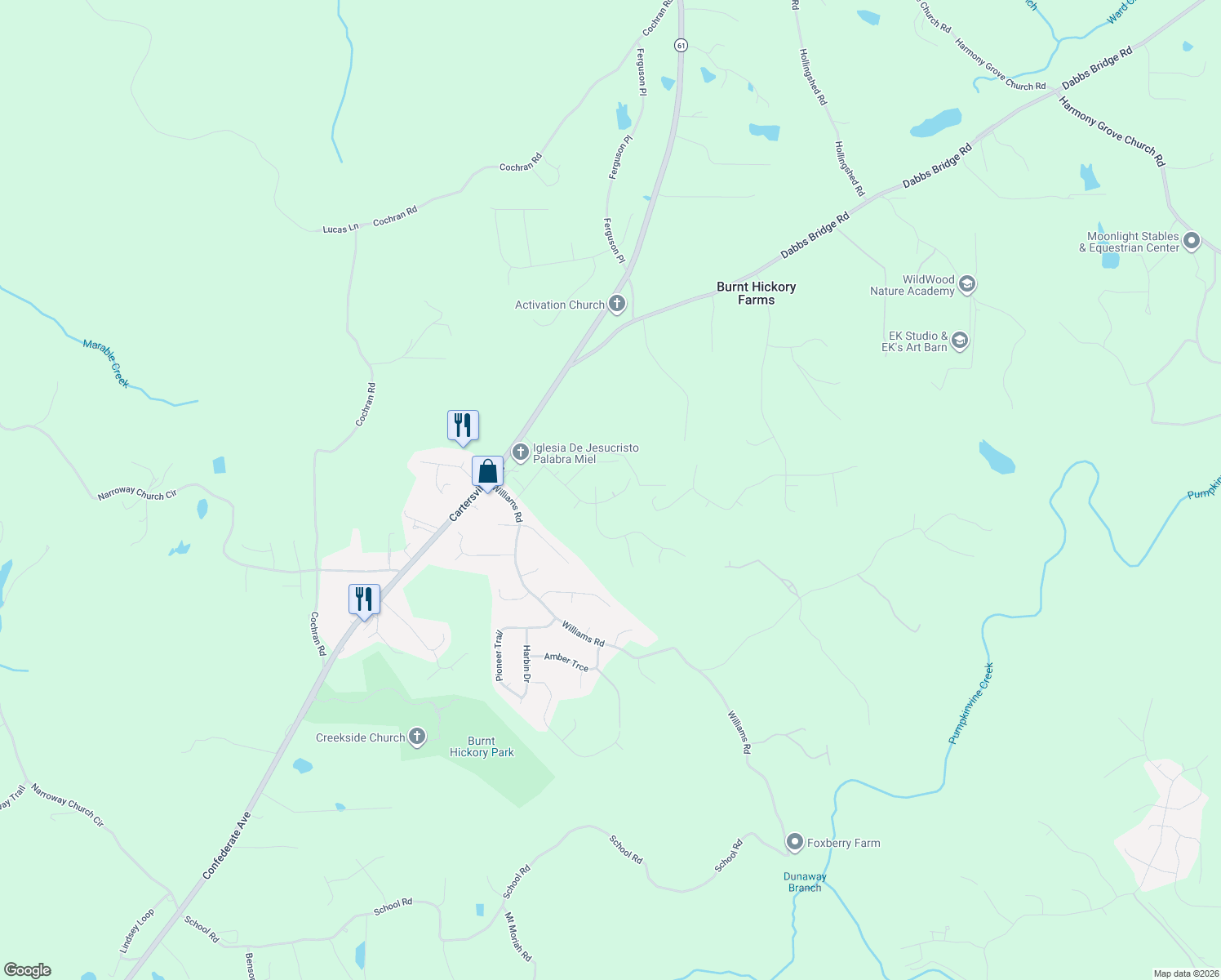 map of restaurants, bars, coffee shops, grocery stores, and more near 261 Kelley Lane in Dallas