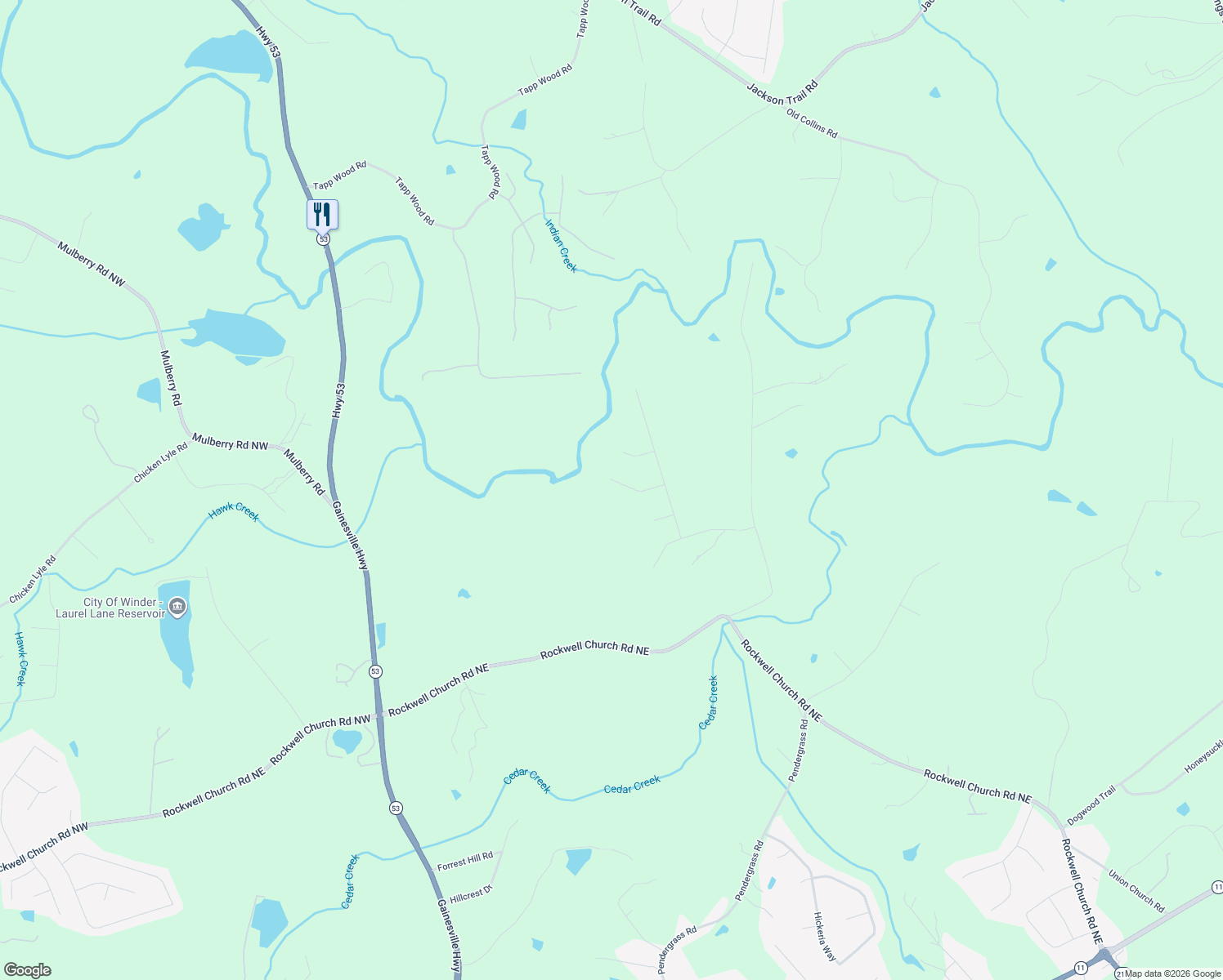 map of restaurants, bars, coffee shops, grocery stores, and more near 362 Gazingstar Walk in Winder