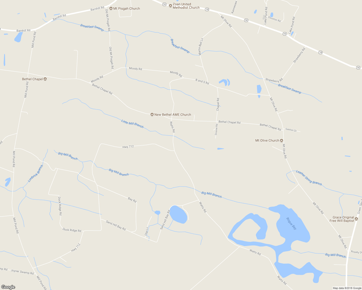 map of restaurants, bars, coffee shops, grocery stores, and more near 3150 Watts Road in Loris