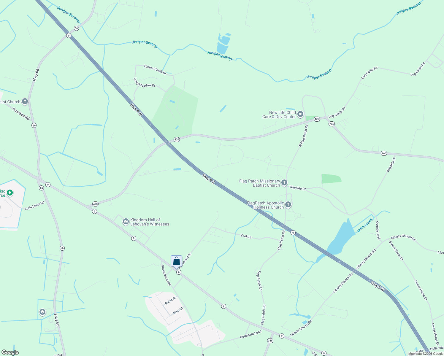 map of restaurants, bars, coffee shops, grocery stores, and more near 2147 Highway 9 in Loris