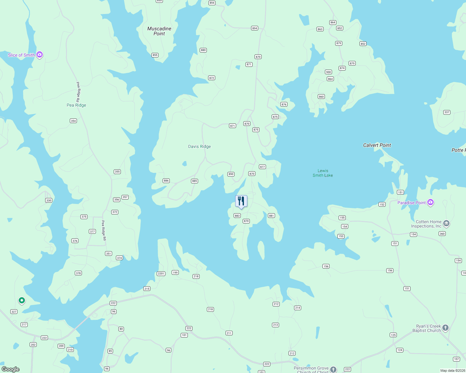 map of restaurants, bars, coffee shops, grocery stores, and more near 1336 County Road 871 in Crane Hill