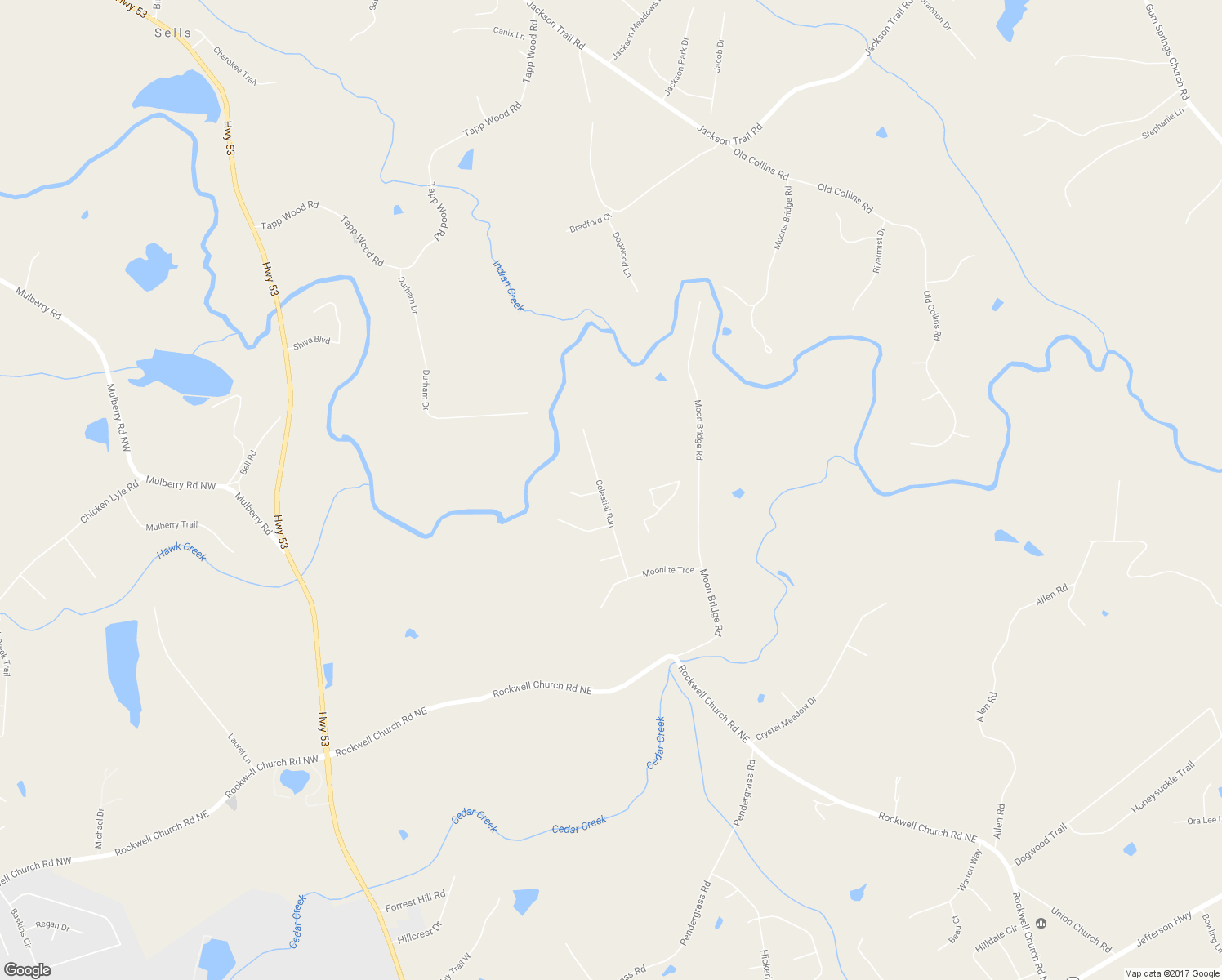 map of restaurants, bars, coffee shops, grocery stores, and more near 177 Celestial Run in Winder