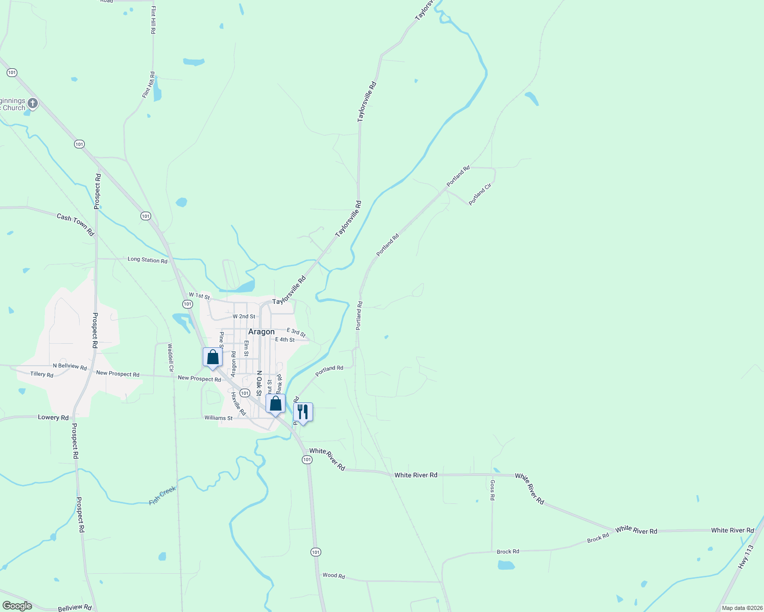 map of restaurants, bars, coffee shops, grocery stores, and more near 450 Portland Road in Aragon