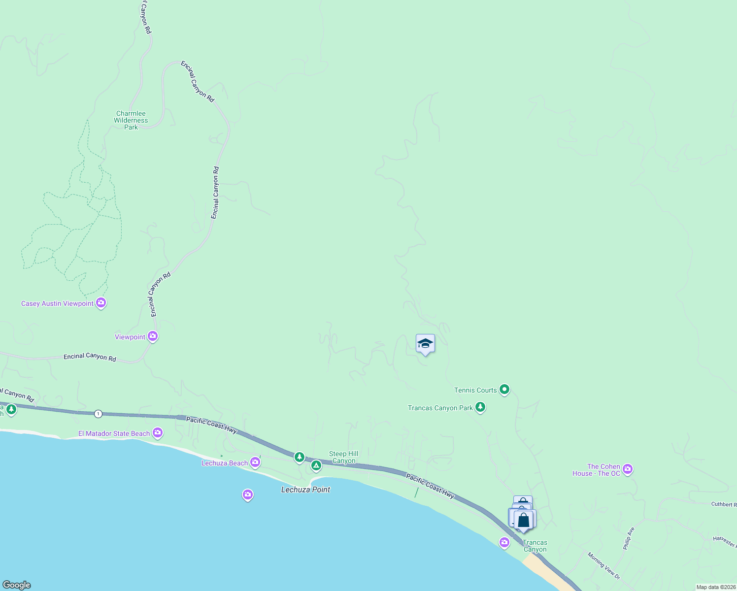 map of restaurants, bars, coffee shops, grocery stores, and more near 31539 Anacapa View Drive in Malibu