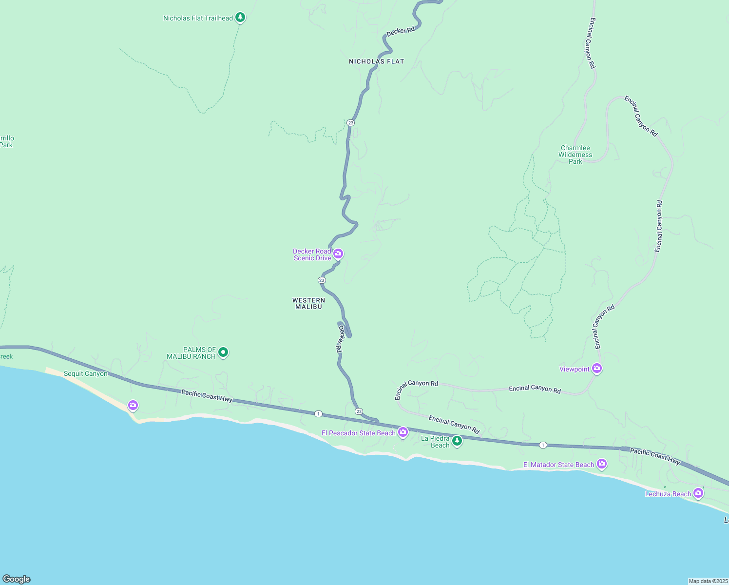 map of restaurants, bars, coffee shops, grocery stores, and more near 4250 Decker Edison Road in Malibu