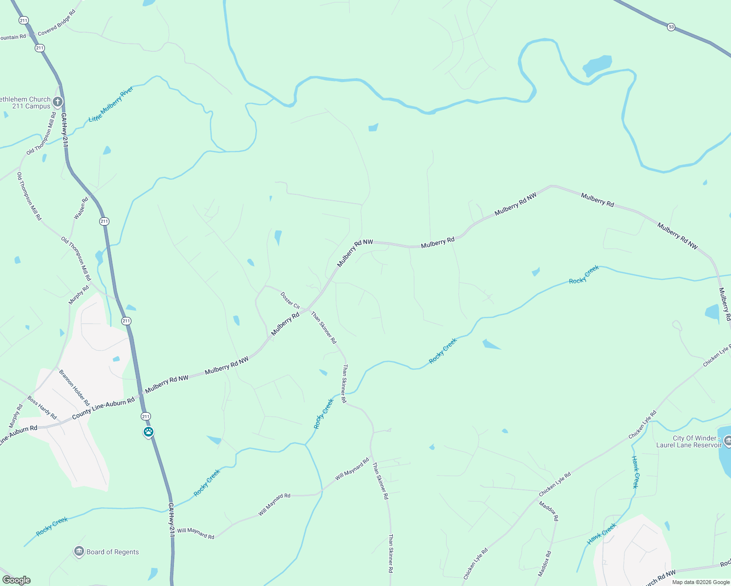 map of restaurants, bars, coffee shops, grocery stores, and more near 0 Shadowstone Drive in Dahlonega