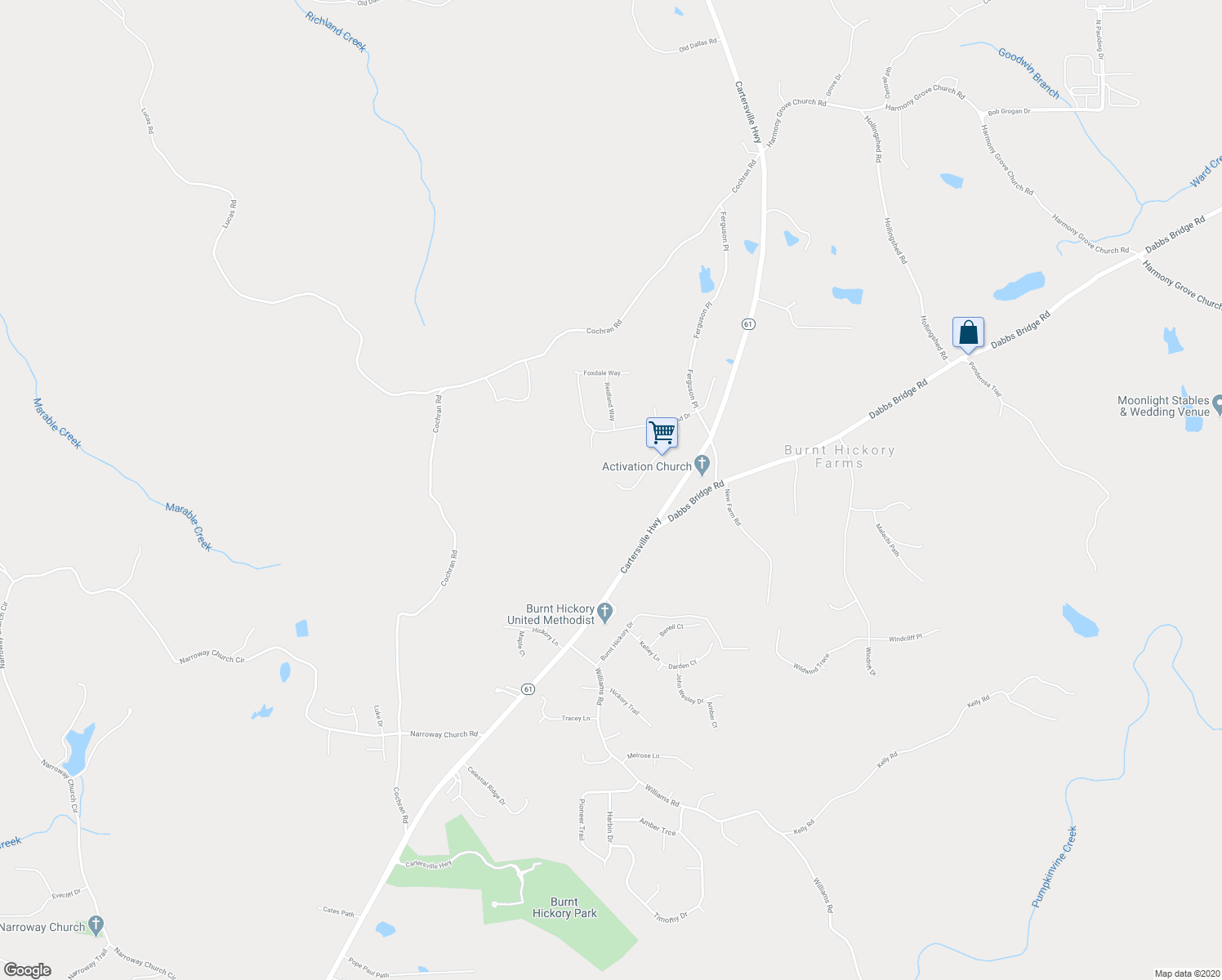 map of restaurants, bars, coffee shops, grocery stores, and more near 321 Marable Lane in Dallas