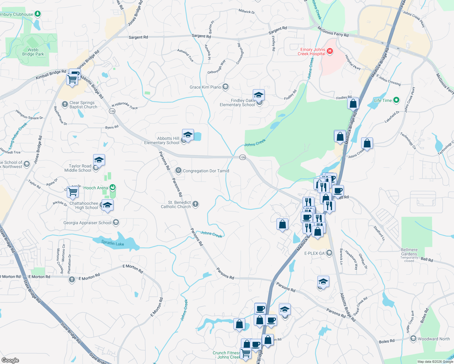 map of restaurants, bars, coffee shops, grocery stores, and more near 580 Coopers Close in Duluth