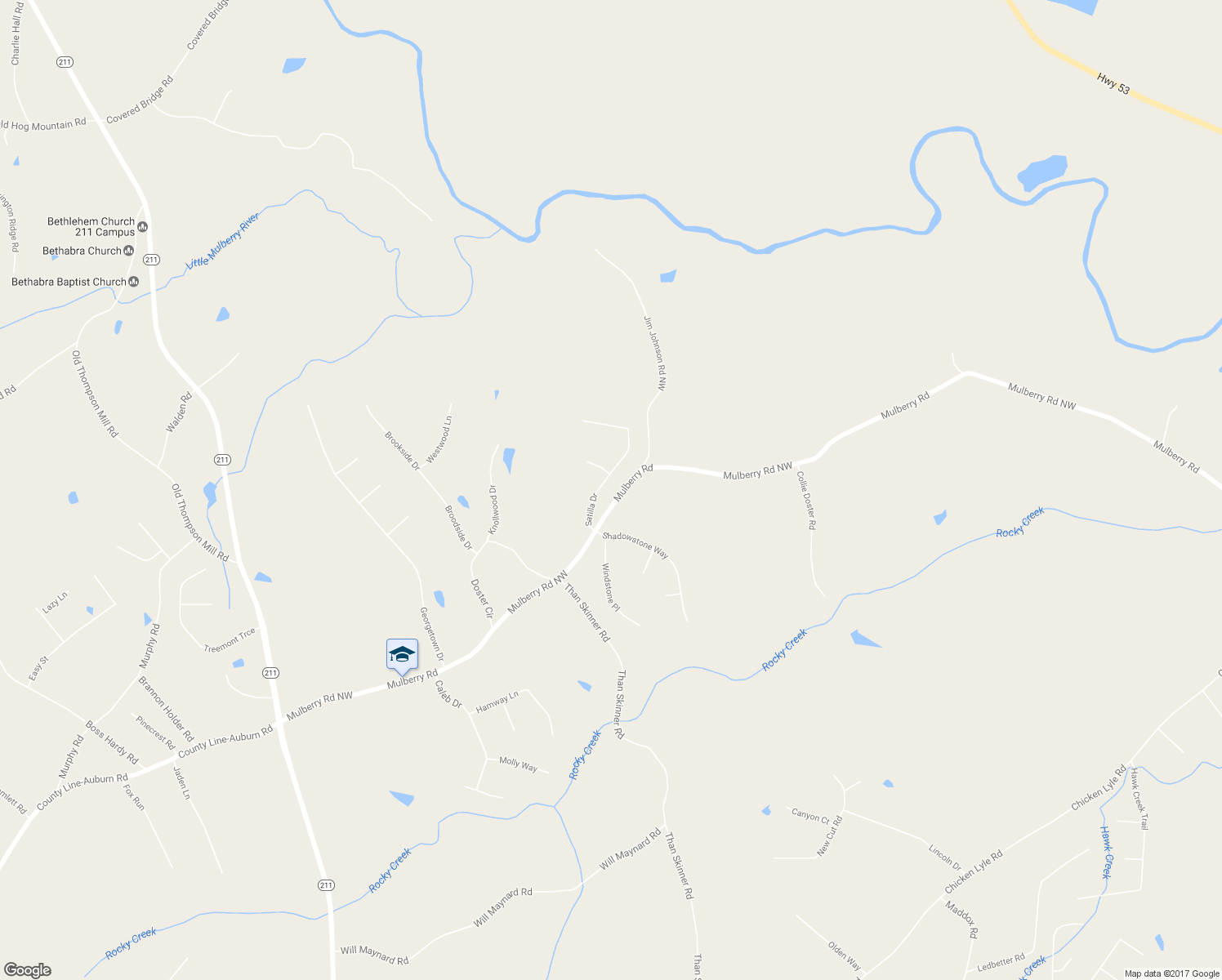 map of restaurants, bars, coffee shops, grocery stores, and more near 1741 Satilla Drive in Winder