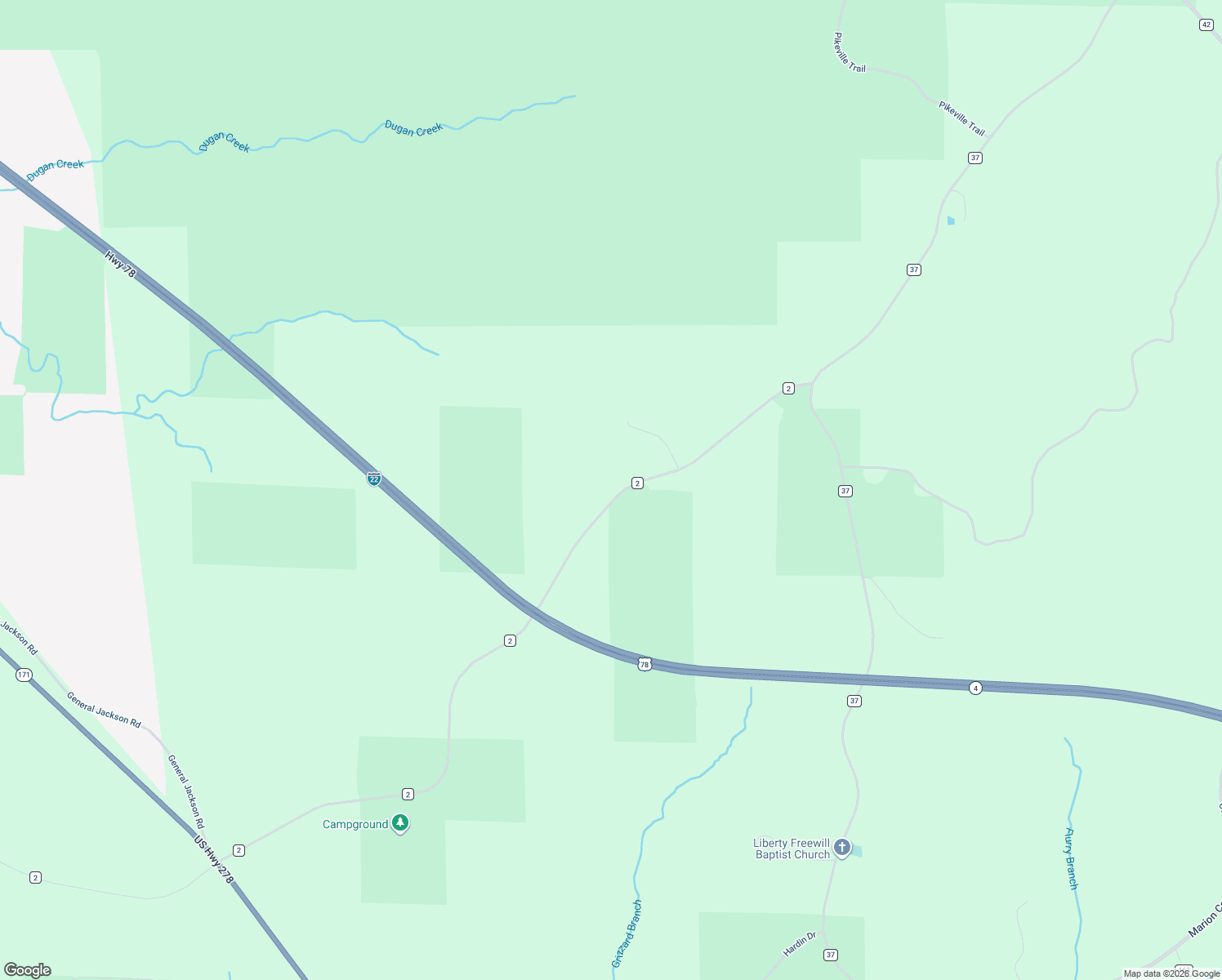 map of restaurants, bars, coffee shops, grocery stores, and more near 2203 County Road 2 in Hamilton