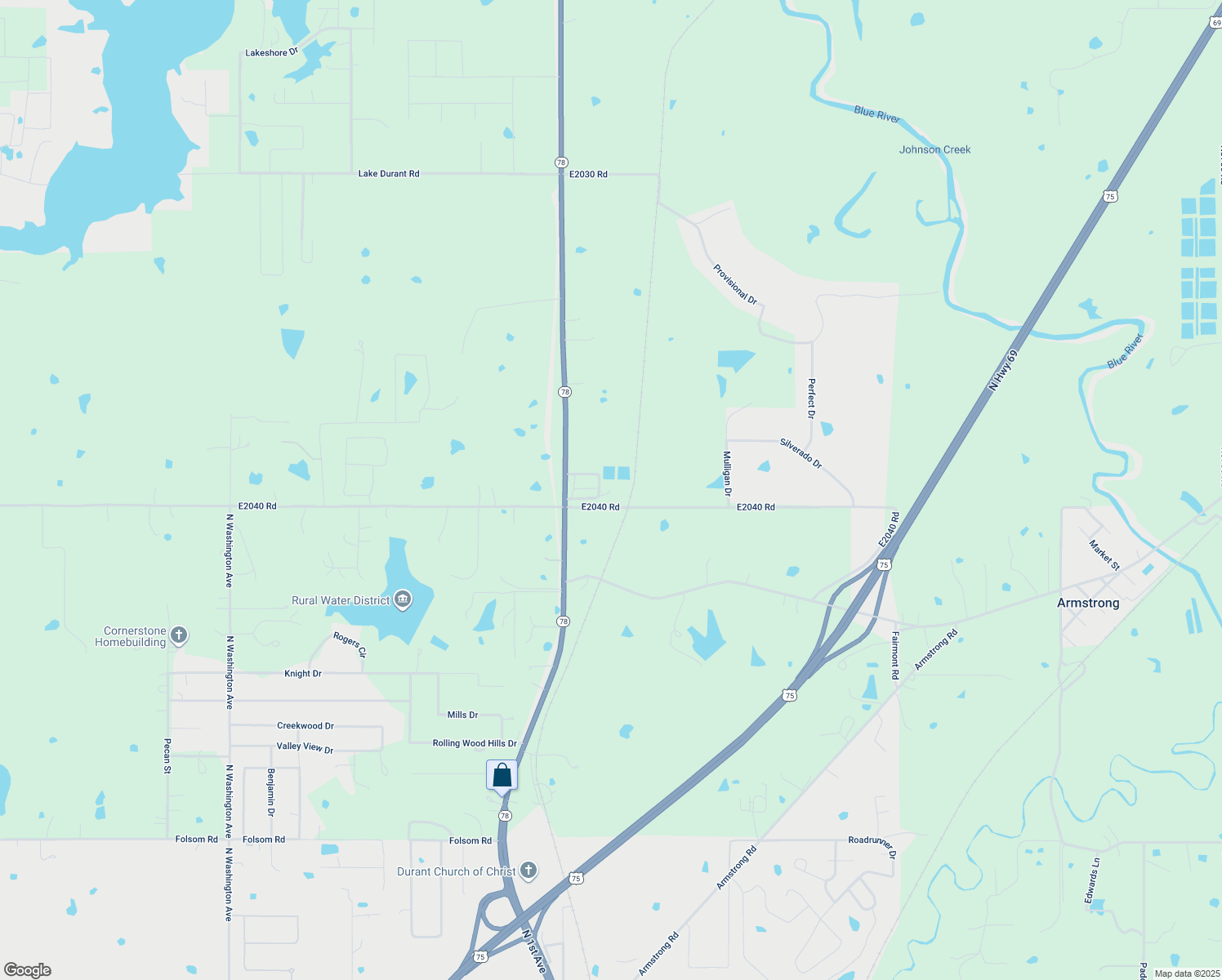 map of restaurants, bars, coffee shops, grocery stores, and more near 33 Todd Circle in Durant