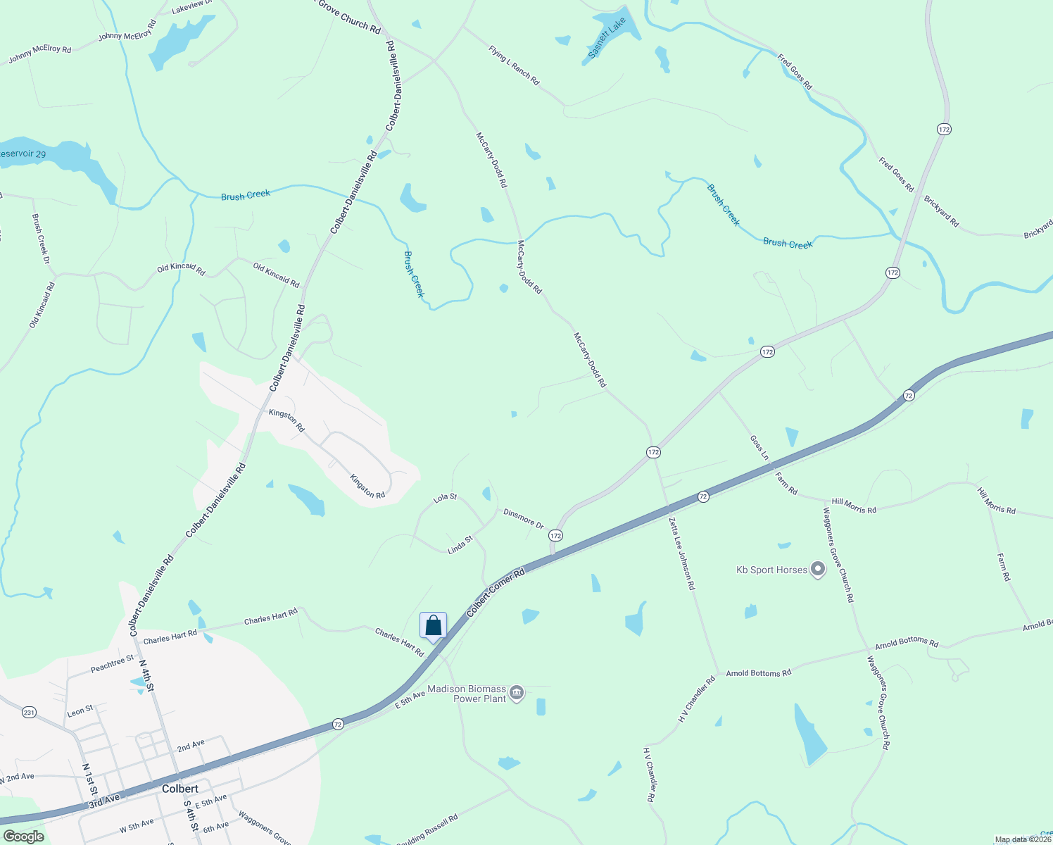 map of restaurants, bars, coffee shops, grocery stores, and more near 553 McCarty-Dodd Road in Colbert