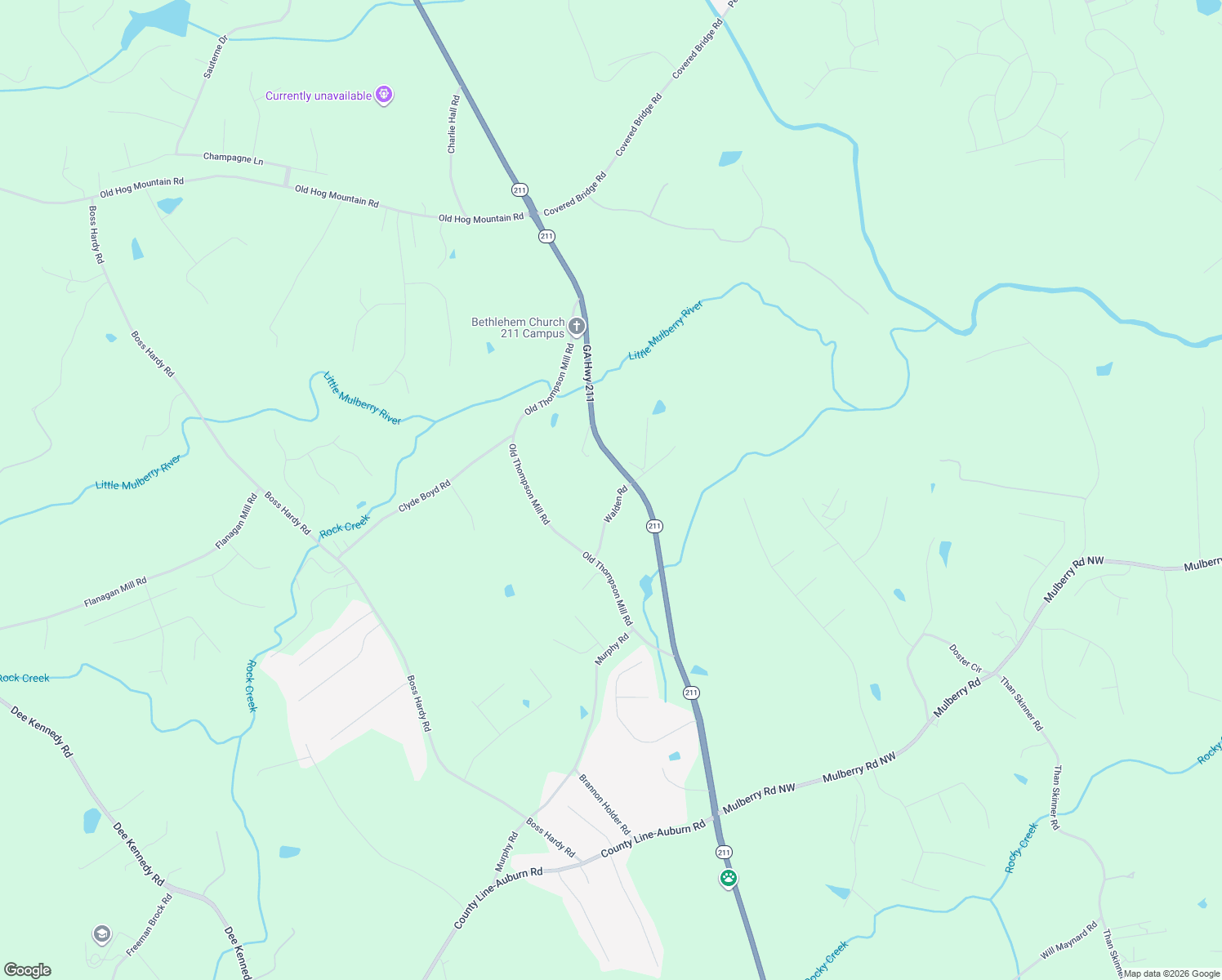 map of restaurants, bars, coffee shops, grocery stores, and more near 750 Walden Rd in Winder