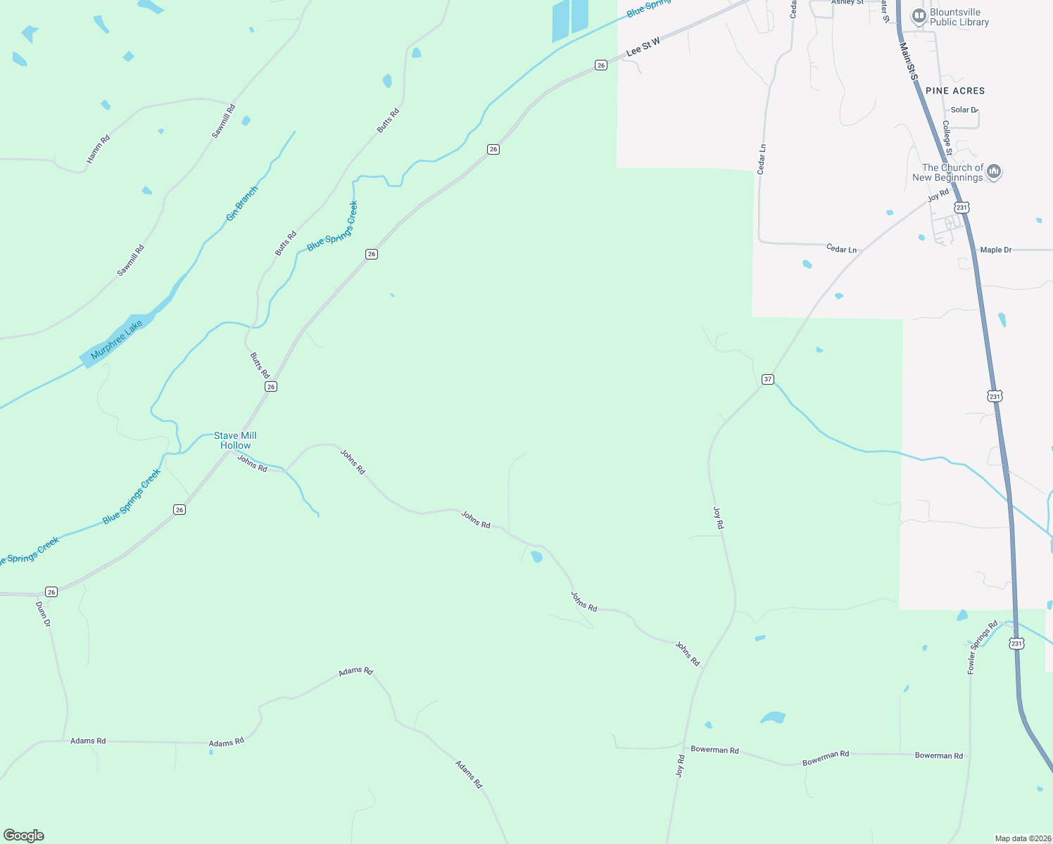 map of restaurants, bars, coffee shops, grocery stores, and more near 1149 Johns Road in Blountsville