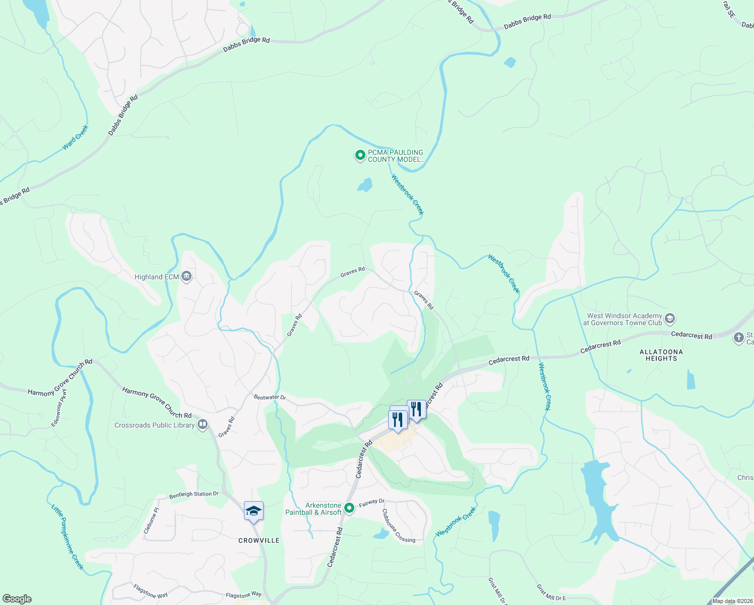map of restaurants, bars, coffee shops, grocery stores, and more near 101 Adelaide Crossing in Acworth