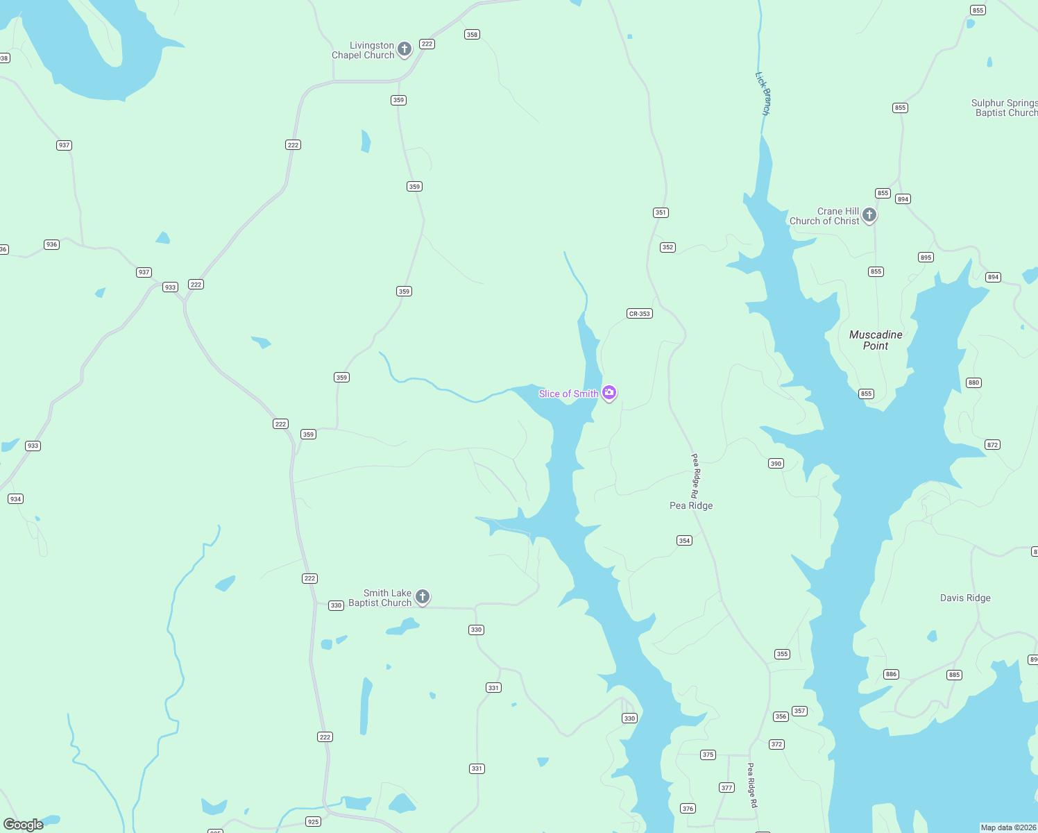 map of restaurants, bars, coffee shops, grocery stores, and more near 1873 County Road 351 in Crane Hill