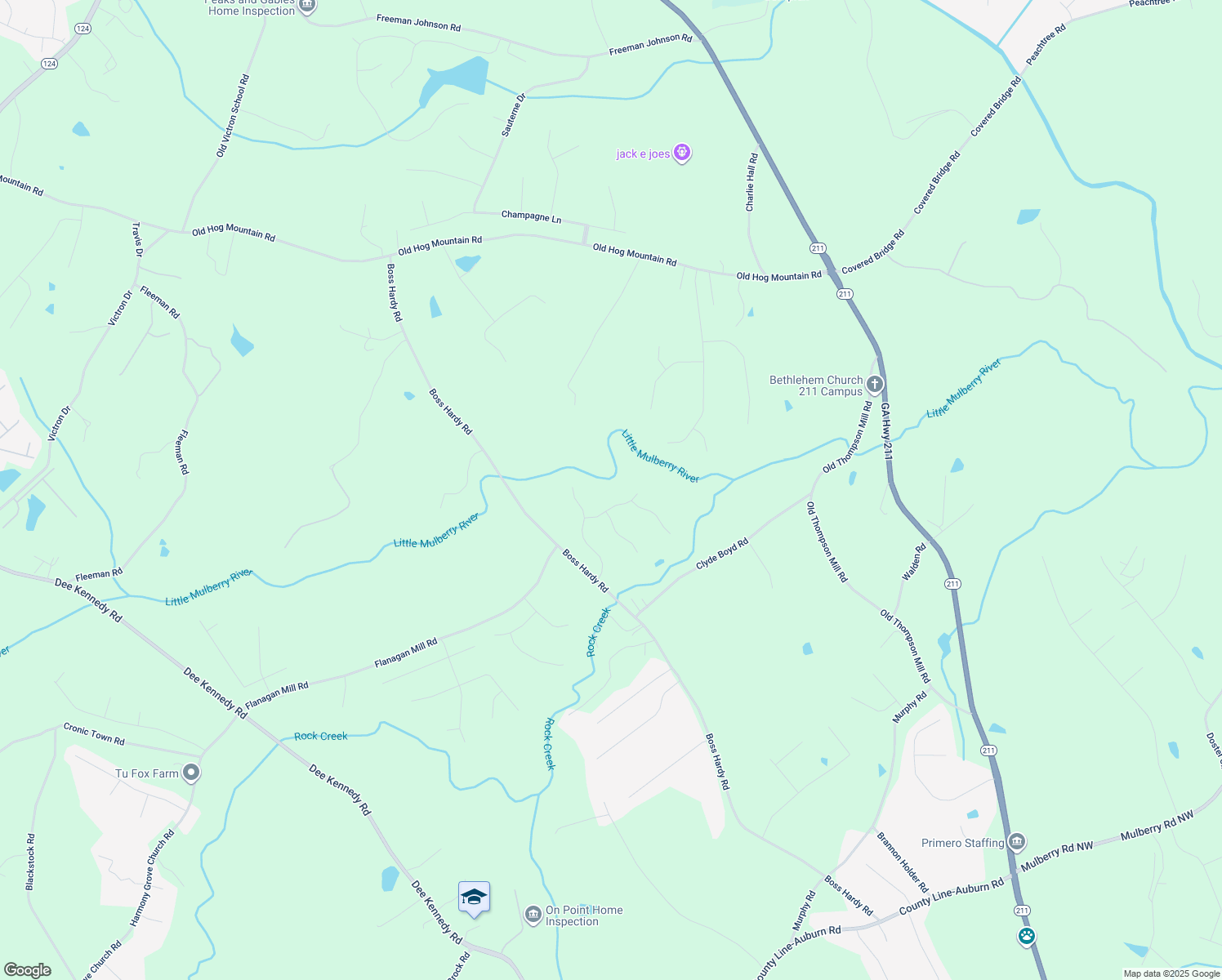 map of restaurants, bars, coffee shops, grocery stores, and more near 814 Coosawilla Way in Winder