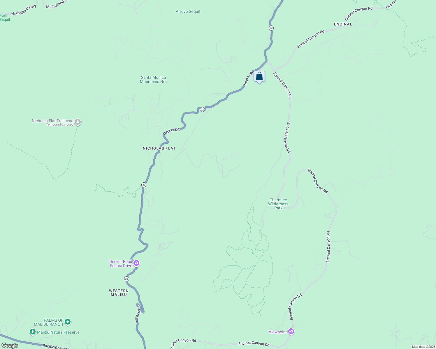 map of restaurants, bars, coffee shops, grocery stores, and more near 3065 South Foose Road in Malibu
