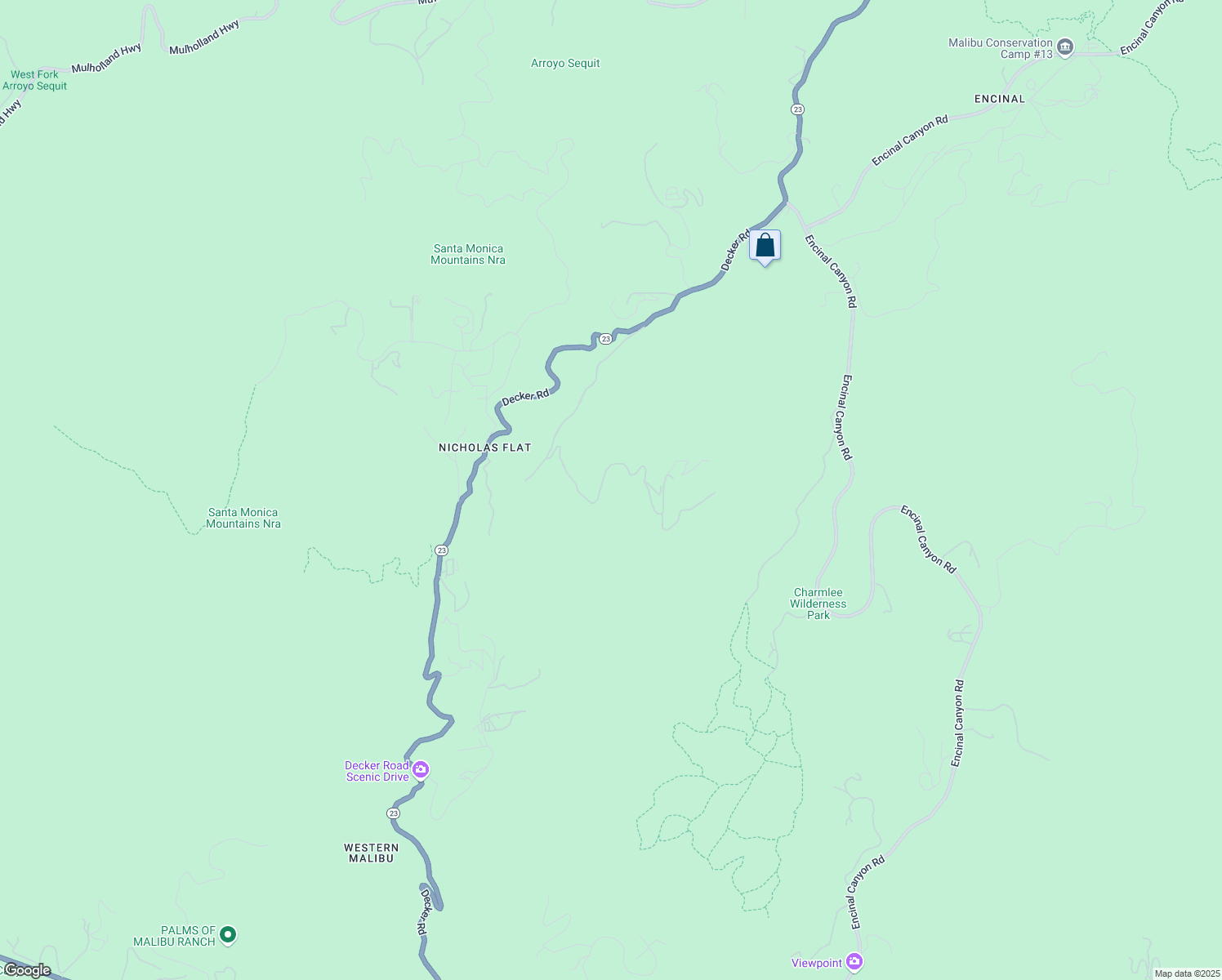 map of restaurants, bars, coffee shops, grocery stores, and more near 2807 South Foose Road in Malibu