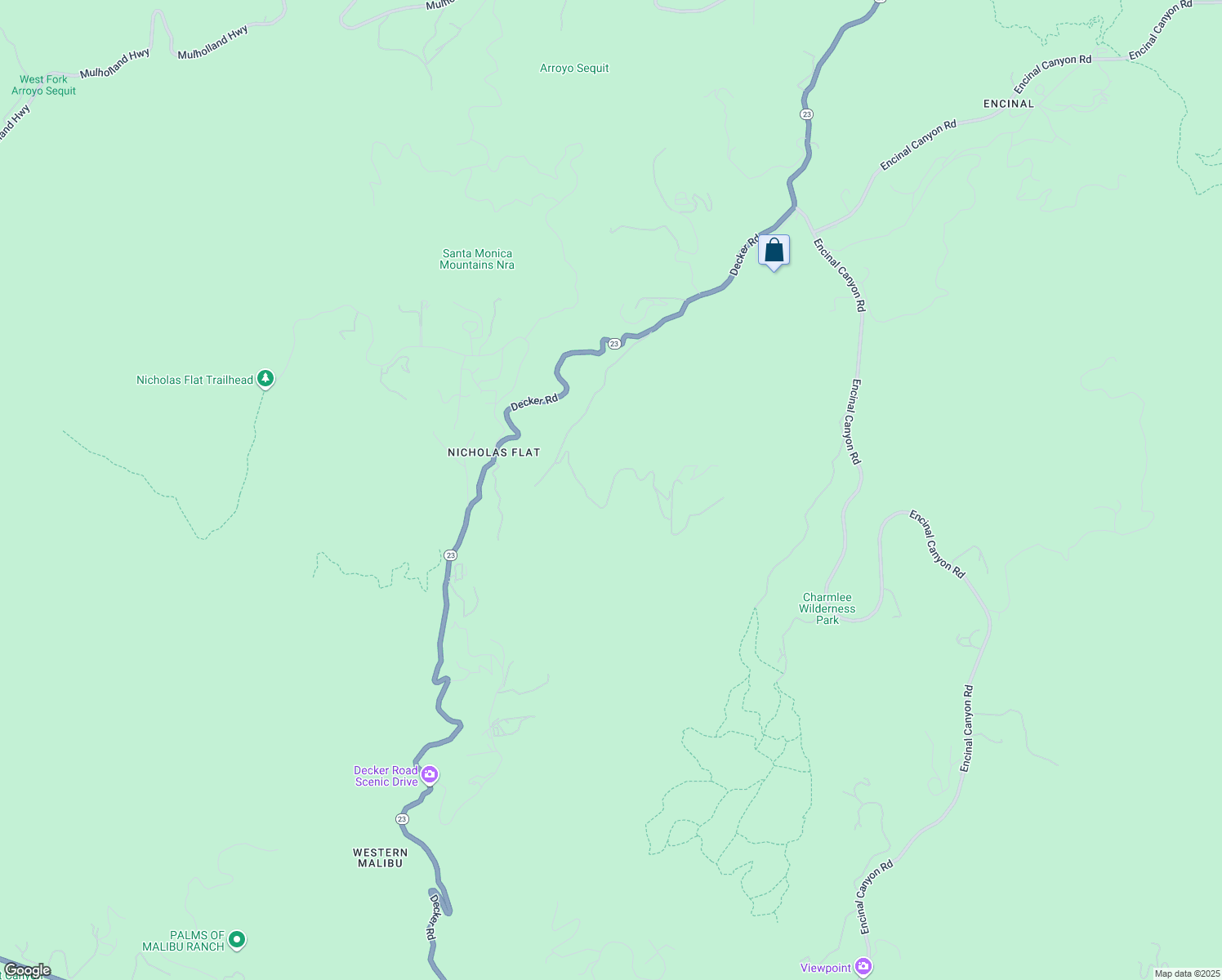 map of restaurants, bars, coffee shops, grocery stores, and more near South Foose Road in Malibu
