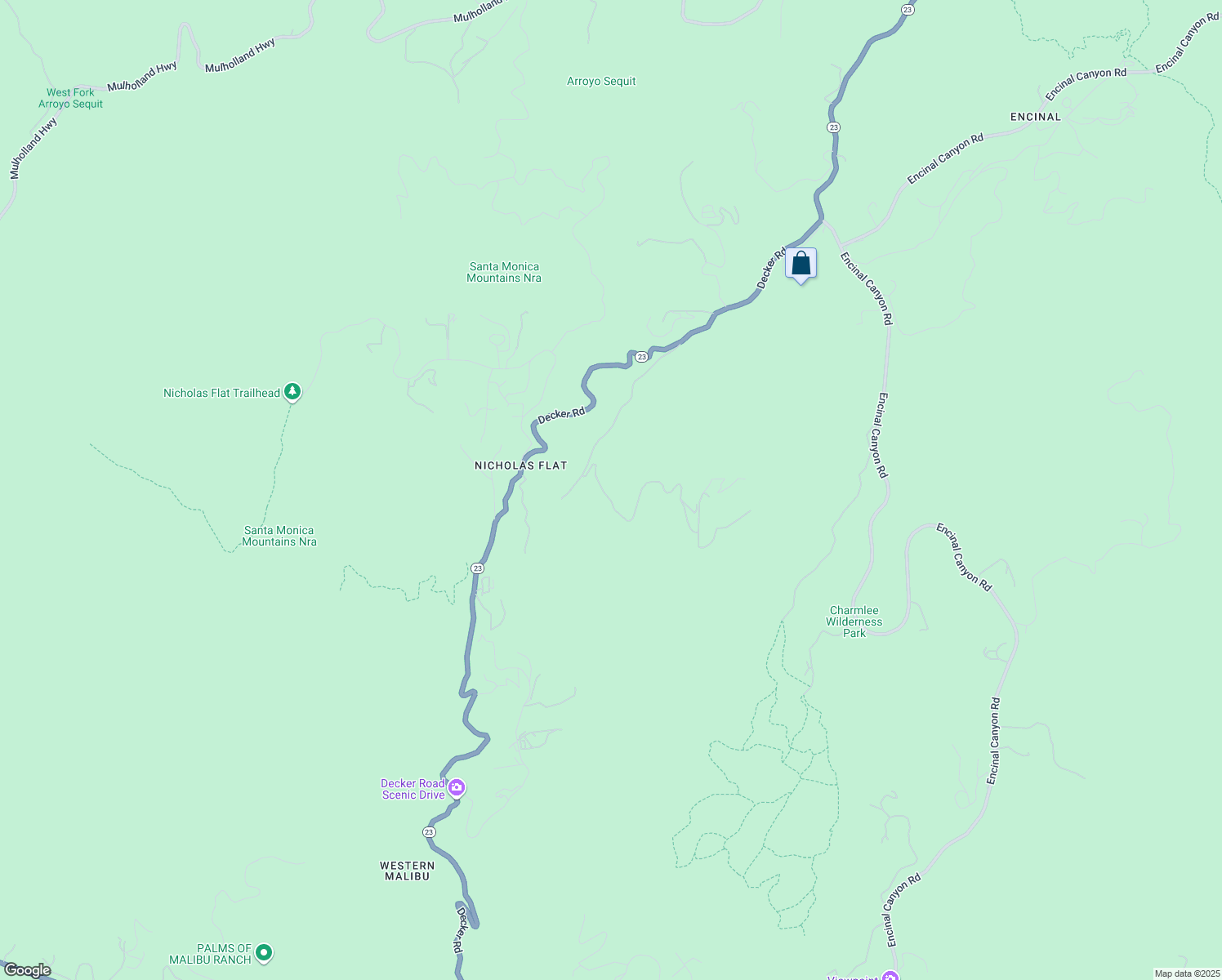 map of restaurants, bars, coffee shops, grocery stores, and more near 2807 South Foose Road in Malibu