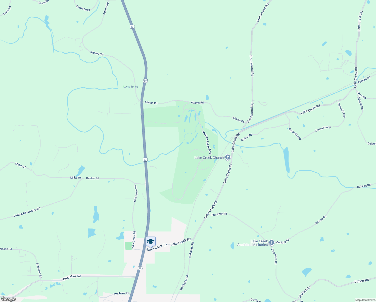 map of restaurants, bars, coffee shops, grocery stores, and more near 48 Meadow Lakes Terrace in Cedartown