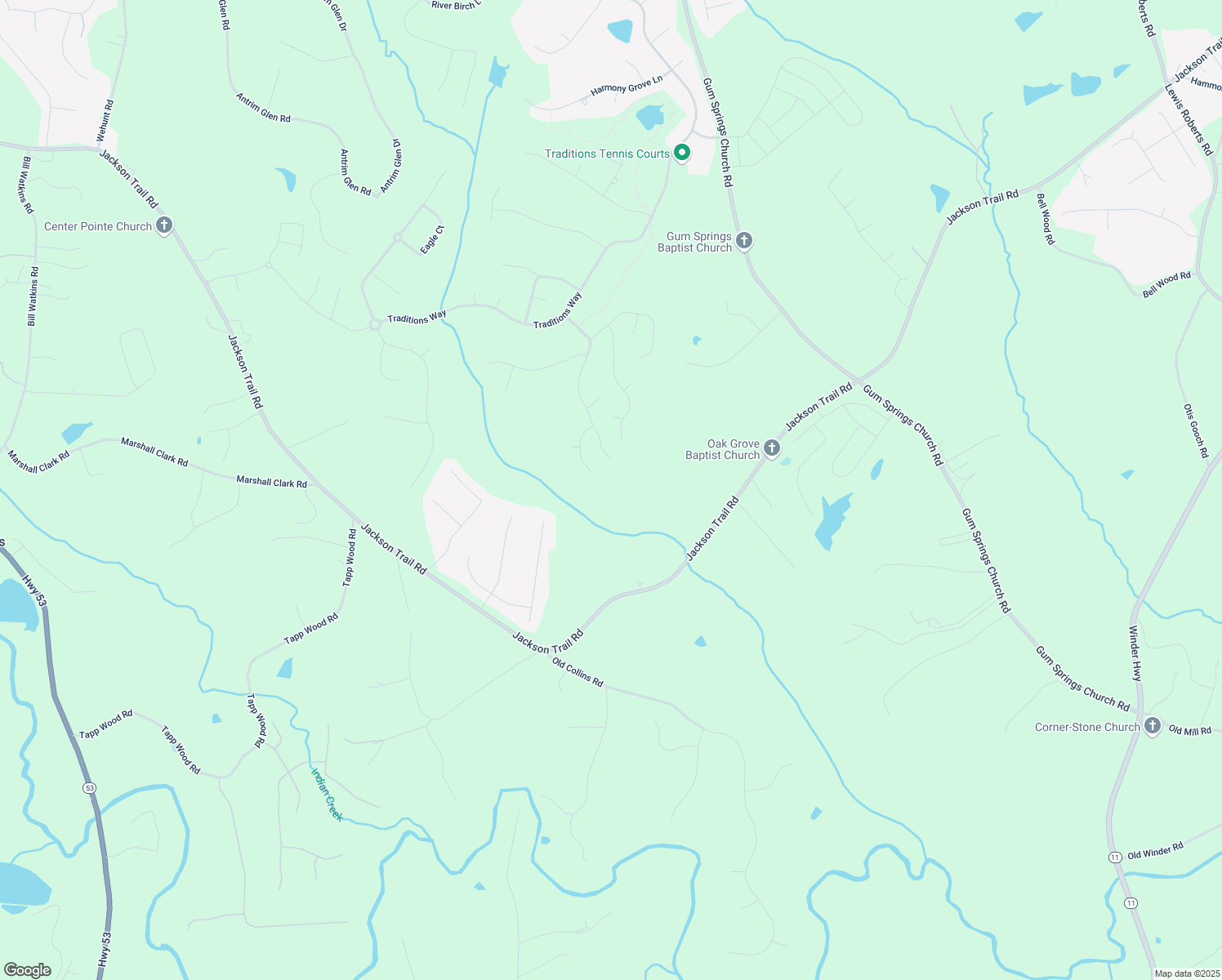 map of restaurants, bars, coffee shops, grocery stores, and more near 5895 Woodland Park Court in Jefferson