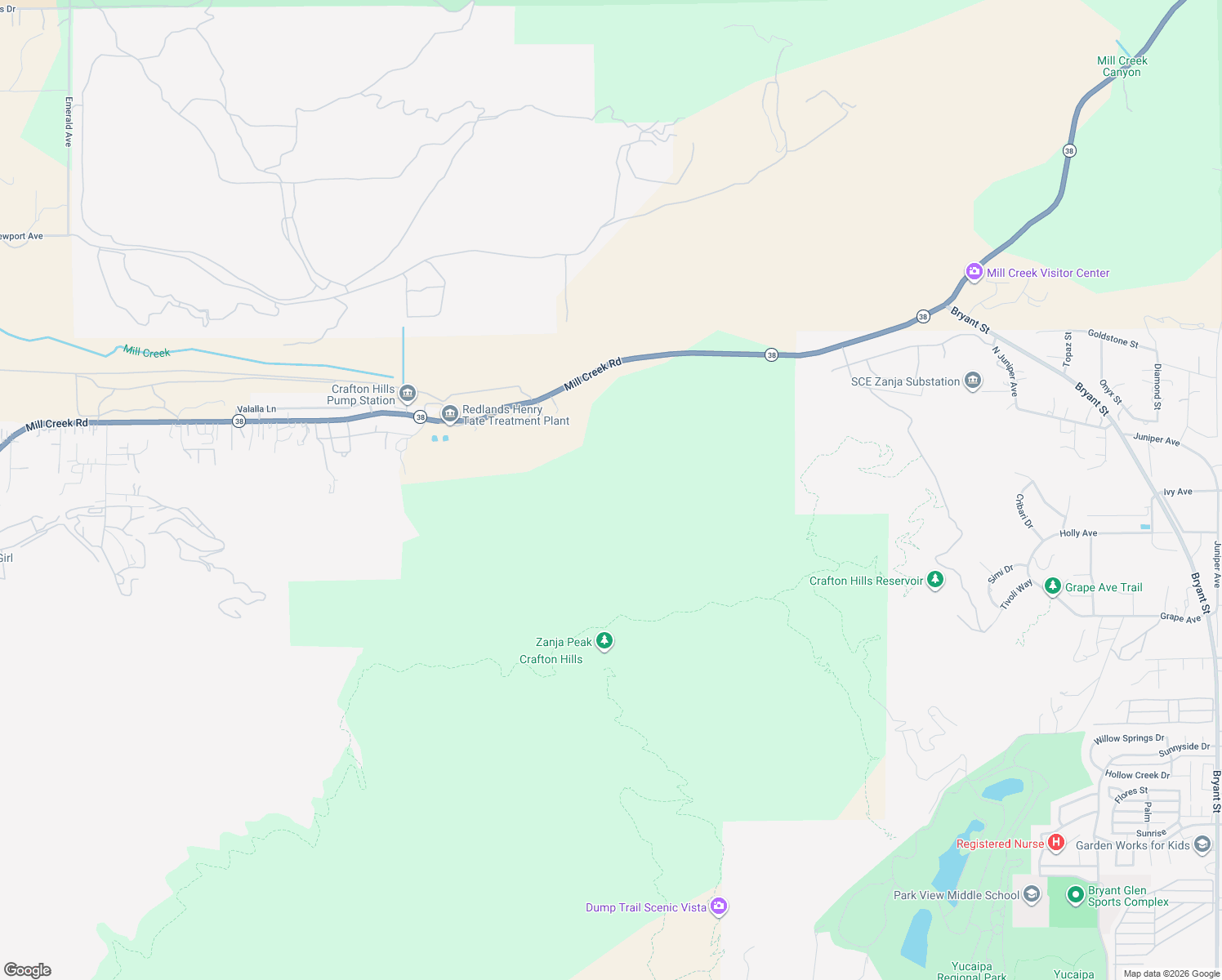 map of restaurants, bars, coffee shops, grocery stores, and more near 33885 Mill Creek Road in Yucaipa
