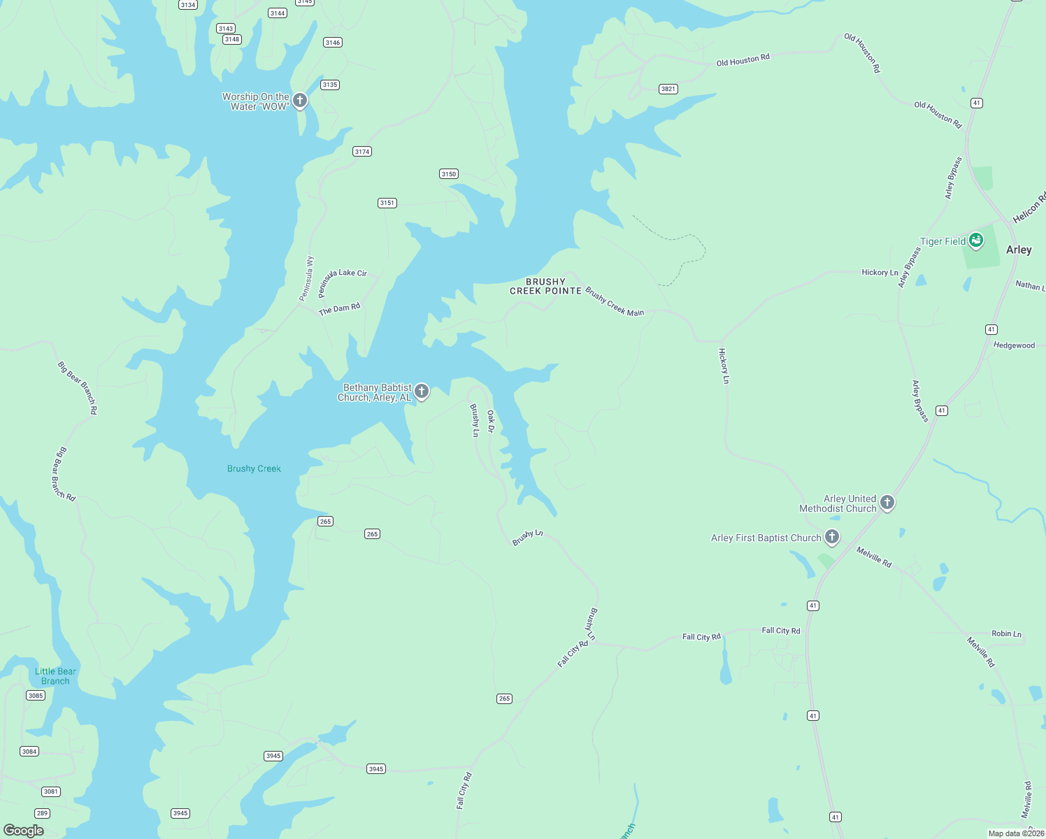 map of restaurants, bars, coffee shops, grocery stores, and more near 138 Oak Drive in Arley