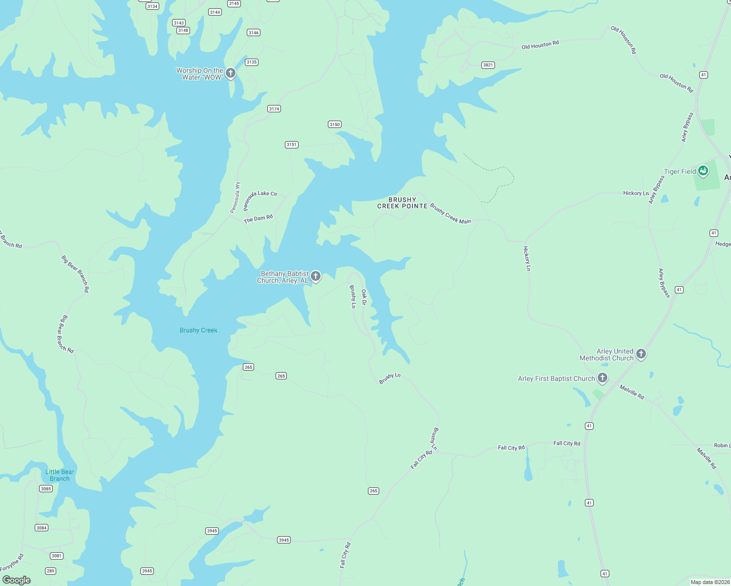 map of restaurants, bars, coffee shops, grocery stores, and more near 138 Oak Drive in Arley
