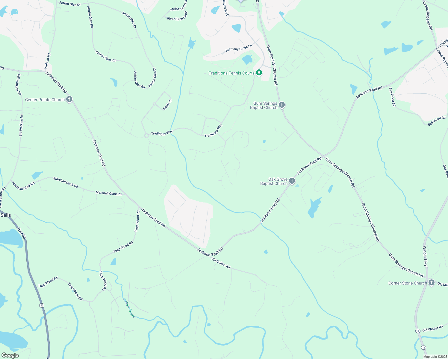 map of restaurants, bars, coffee shops, grocery stores, and more near 5841 Woodland Park Court in Jefferson