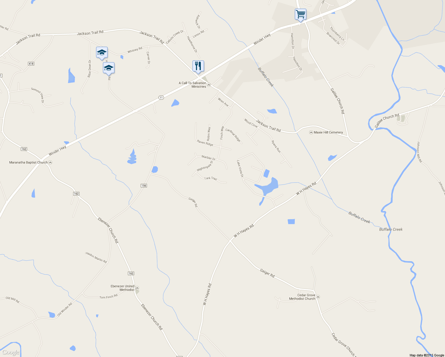 map of restaurants, bars, coffee shops, grocery stores, and more near 1775 Lark Trail in Jefferson