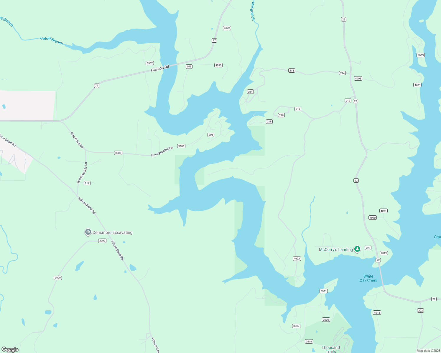 map of restaurants, bars, coffee shops, grocery stores, and more near 751 Rock Creek Penninsula in Arley