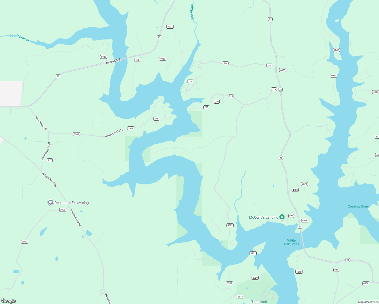 map of restaurants, bars, coffee shops, grocery stores, and more near 625 Rock Creek Penninsula in Arley