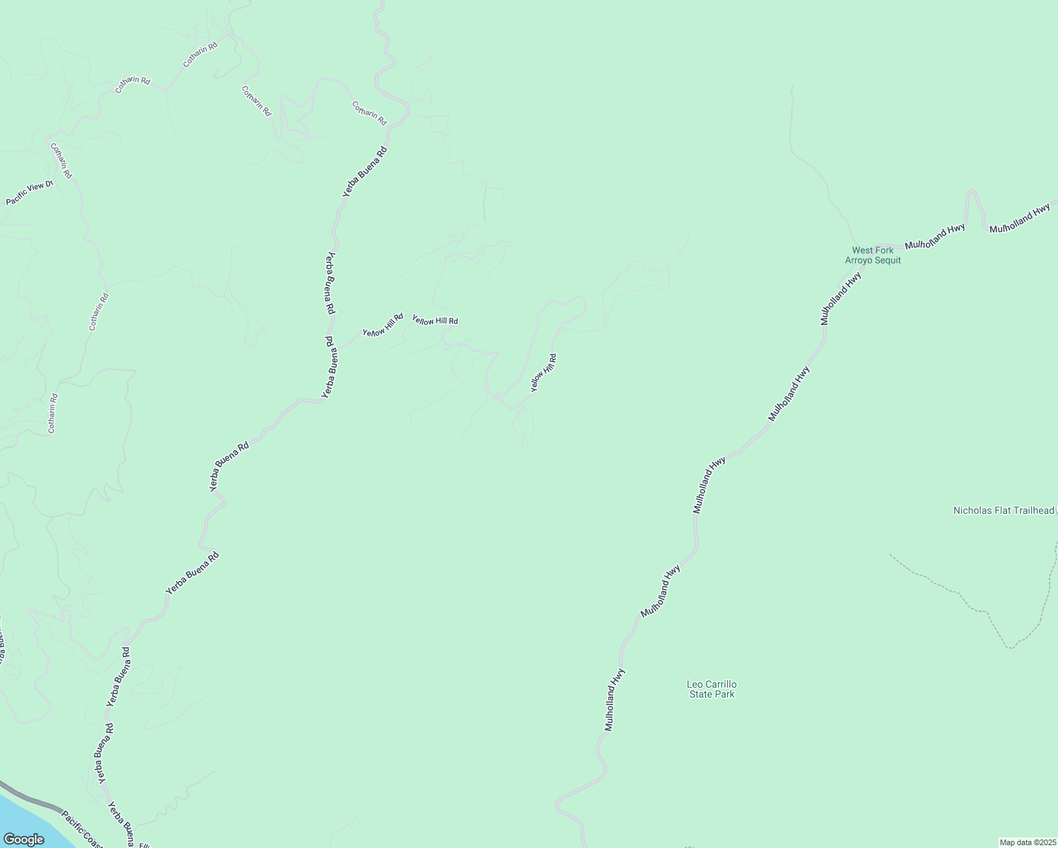map of restaurants, bars, coffee shops, grocery stores, and more near 12680 Yellow Hill Road in Malibu
