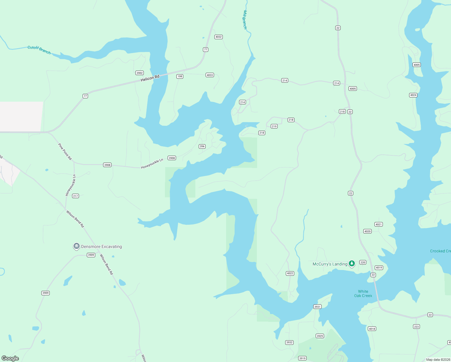 map of restaurants, bars, coffee shops, grocery stores, and more near 625 Rock Creek Penninsula in Arley