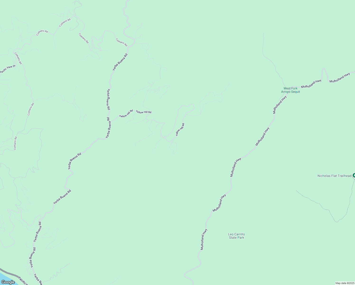 map of restaurants, bars, coffee shops, grocery stores, and more near 10502 Yellow Hill Road in Malibu