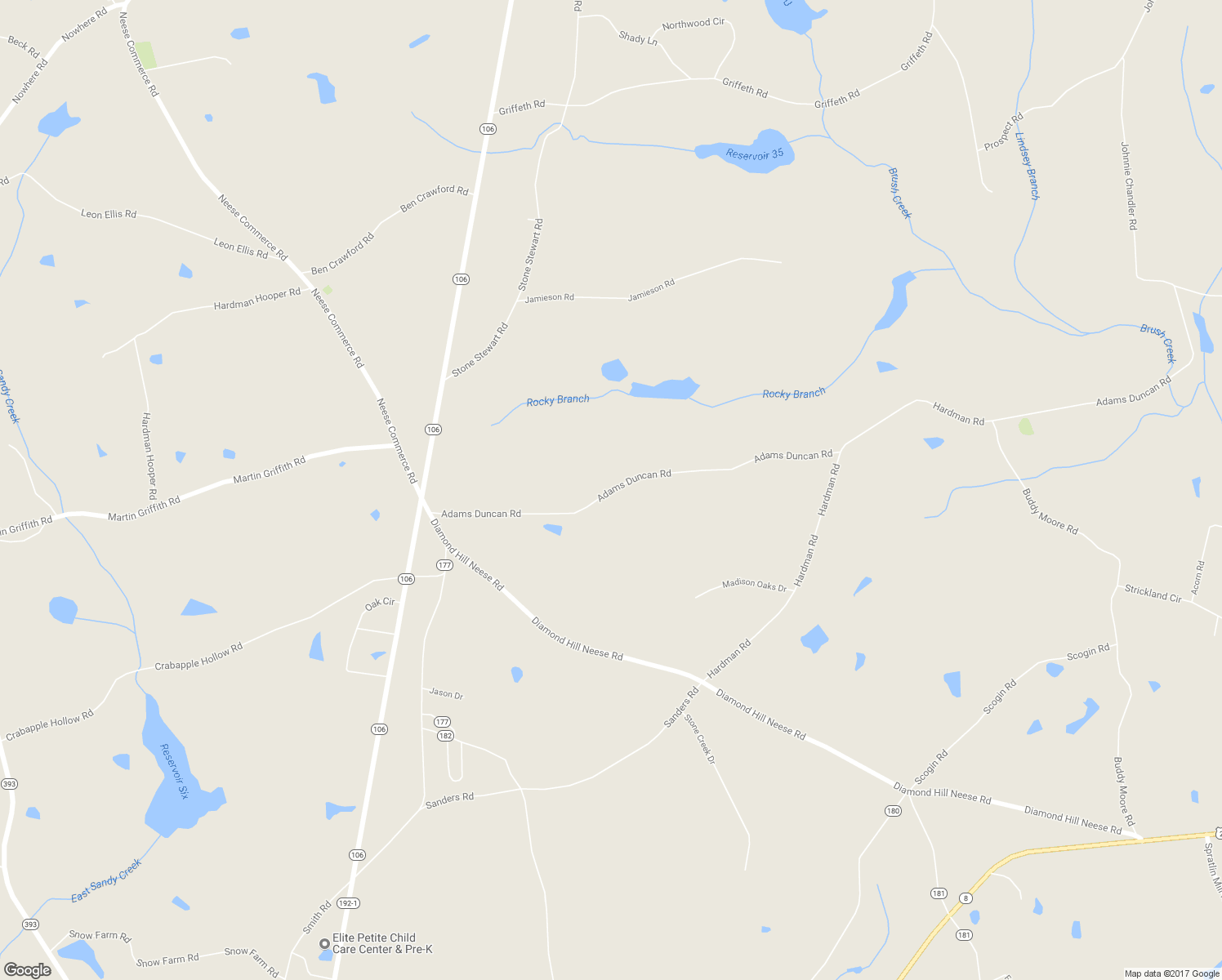 map of restaurants, bars, coffee shops, grocery stores, and more near 3685 Adams Duncan Road in Colbert