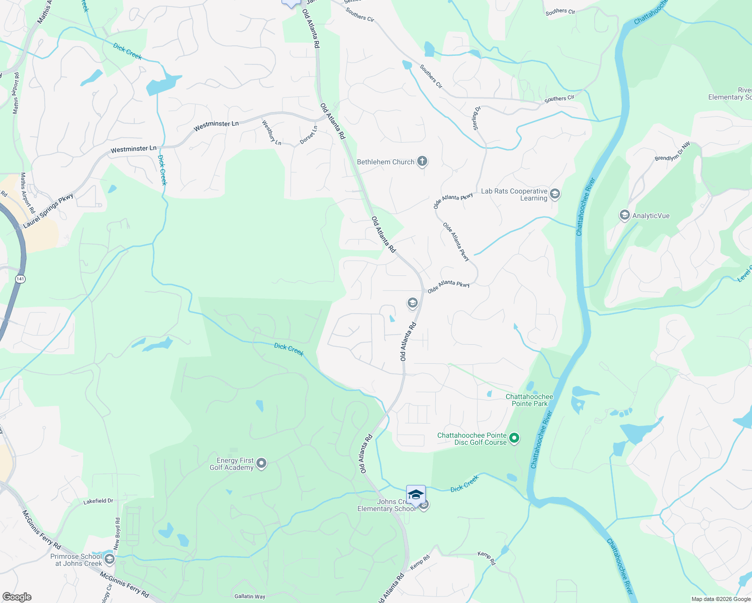 map of restaurants, bars, coffee shops, grocery stores, and more near 5715 Upper Creek Ct in Suwanee