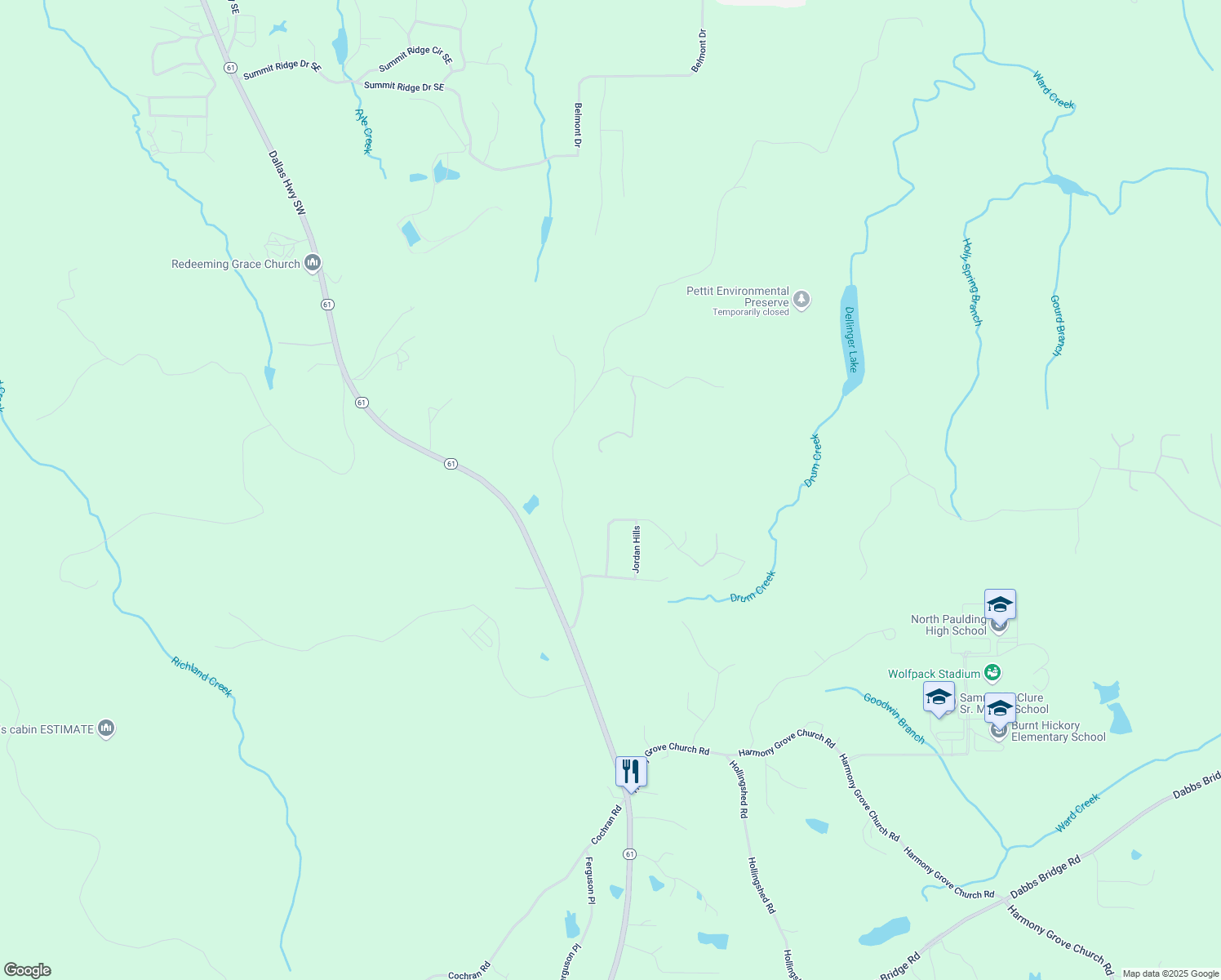 map of restaurants, bars, coffee shops, grocery stores, and more near 217 Birchwood Farms Lane in Dallas