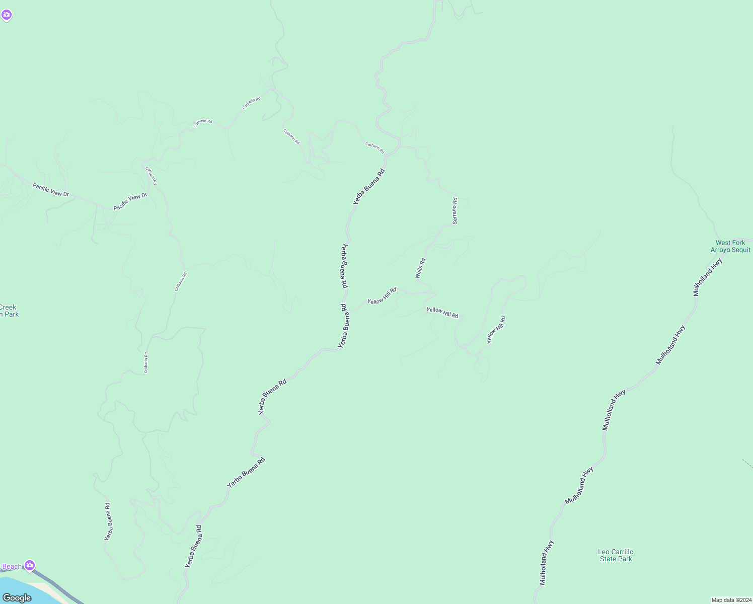 map of restaurants, bars, coffee shops, grocery stores, and more near 12110 Yellow Hill Road in Malibu