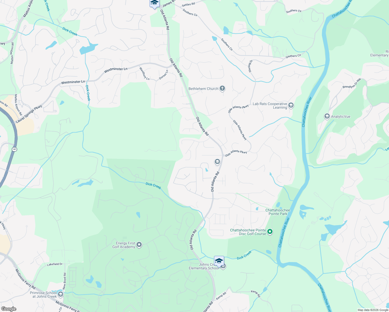 map of restaurants, bars, coffee shops, grocery stores, and more near 5690 Upper Creek Court in Suwanee