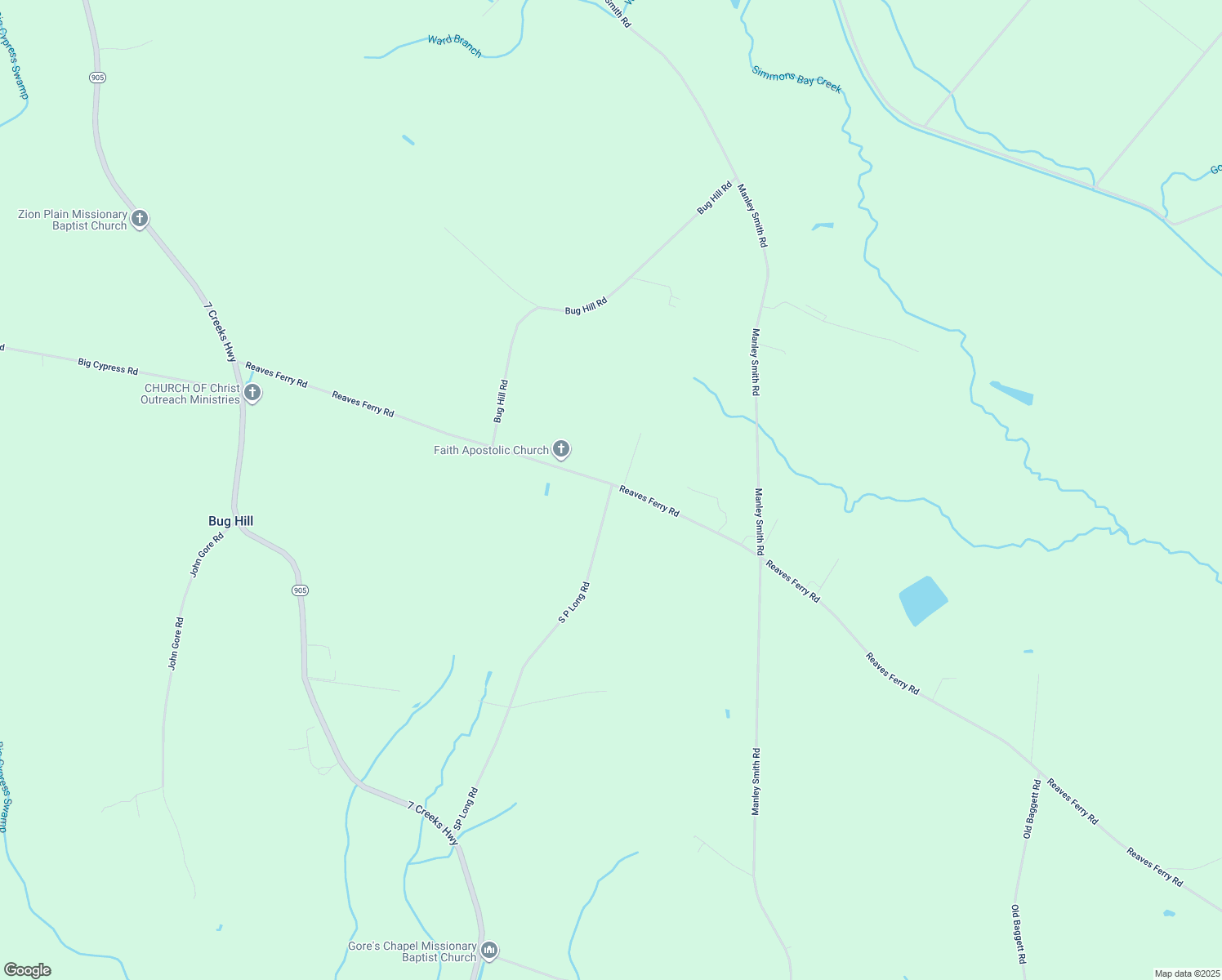 map of restaurants, bars, coffee shops, grocery stores, and more near 725 South P Long Road in Nakina