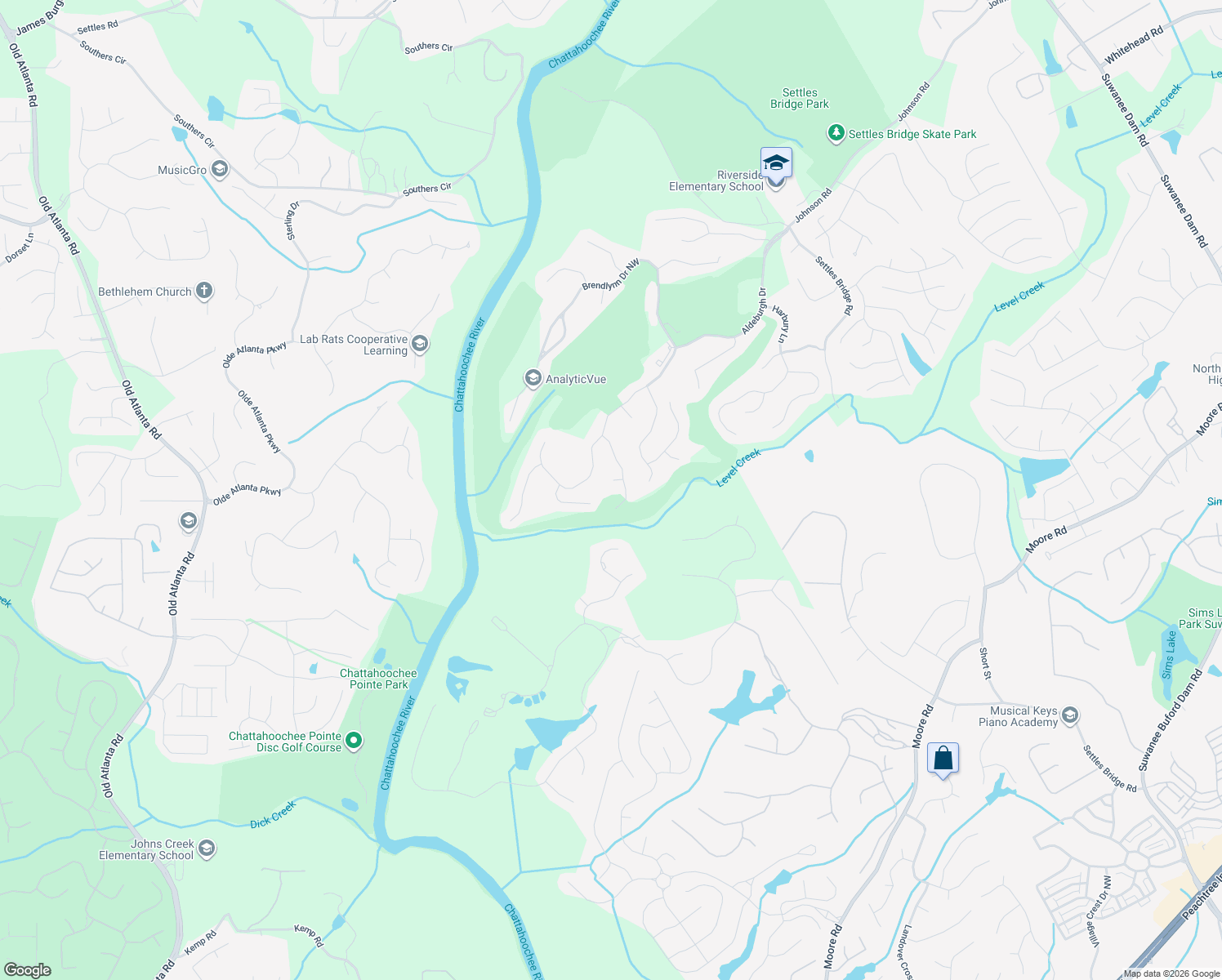 map of restaurants, bars, coffee shops, grocery stores, and more near 906 Basingstoke Court in Suwanee