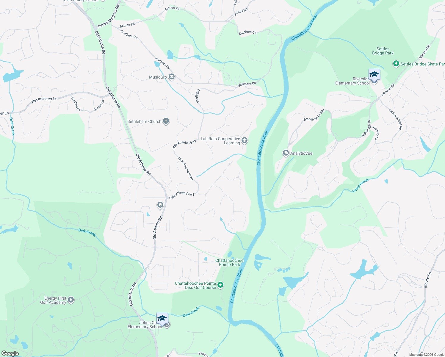 map of restaurants, bars, coffee shops, grocery stores, and more near 5970 Masters Club Drive in Suwanee