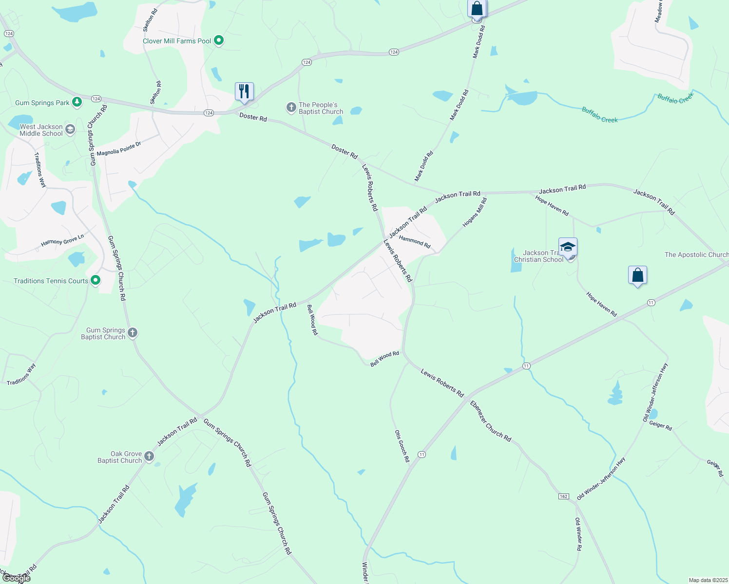 map of restaurants, bars, coffee shops, grocery stores, and more near 718 Creekwood LN in Jefferson