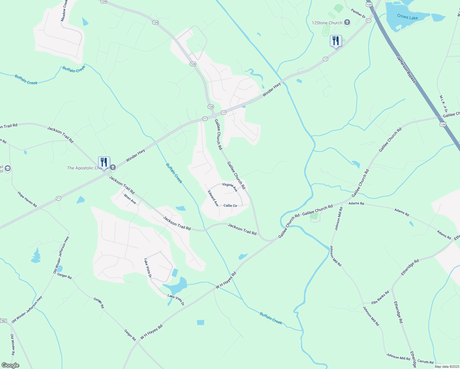 map of restaurants, bars, coffee shops, grocery stores, and more near 532 Virginia Avenue in Jefferson
