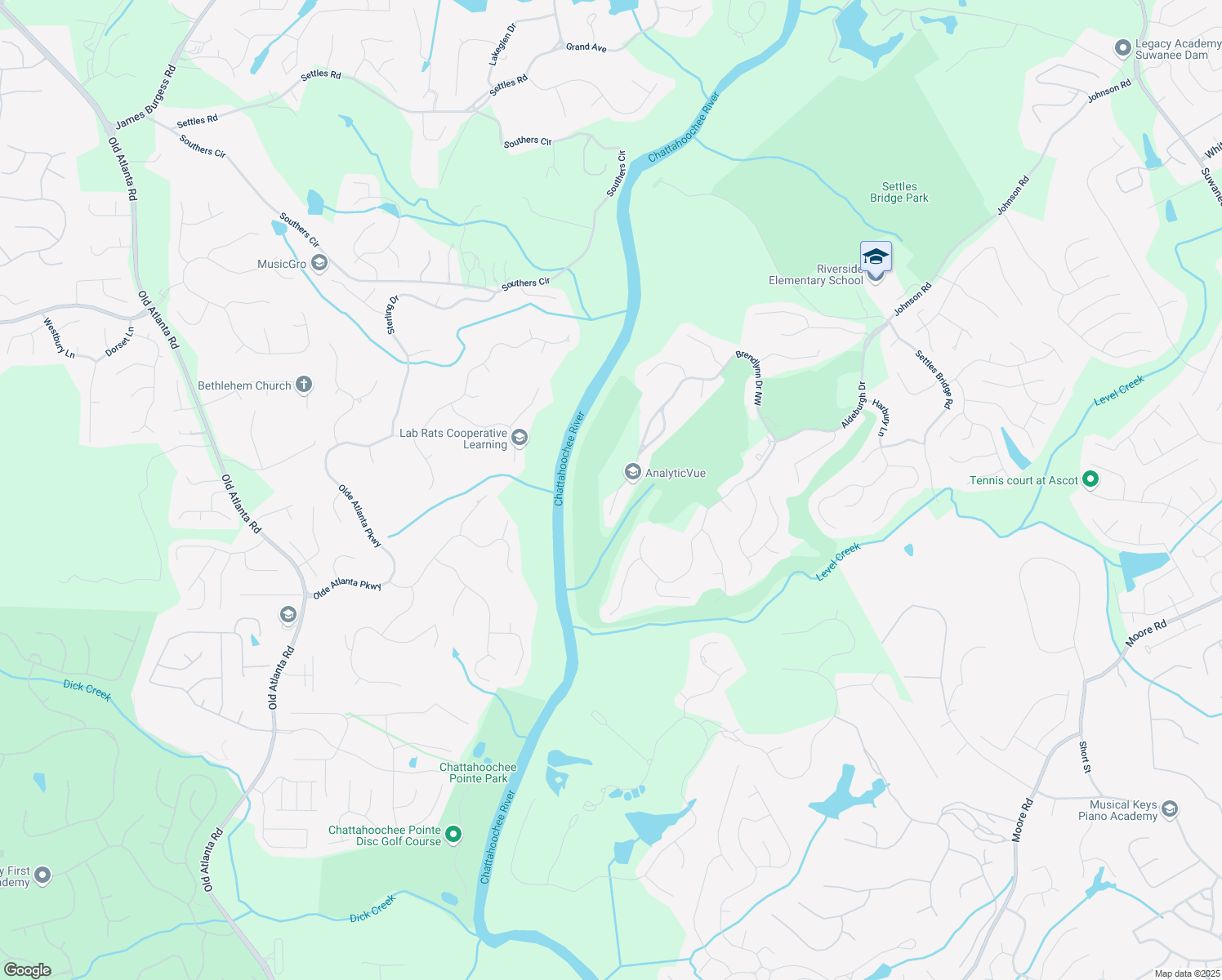 map of restaurants, bars, coffee shops, grocery stores, and more near 5753 Brendlynn Drive Northwest in Suwanee