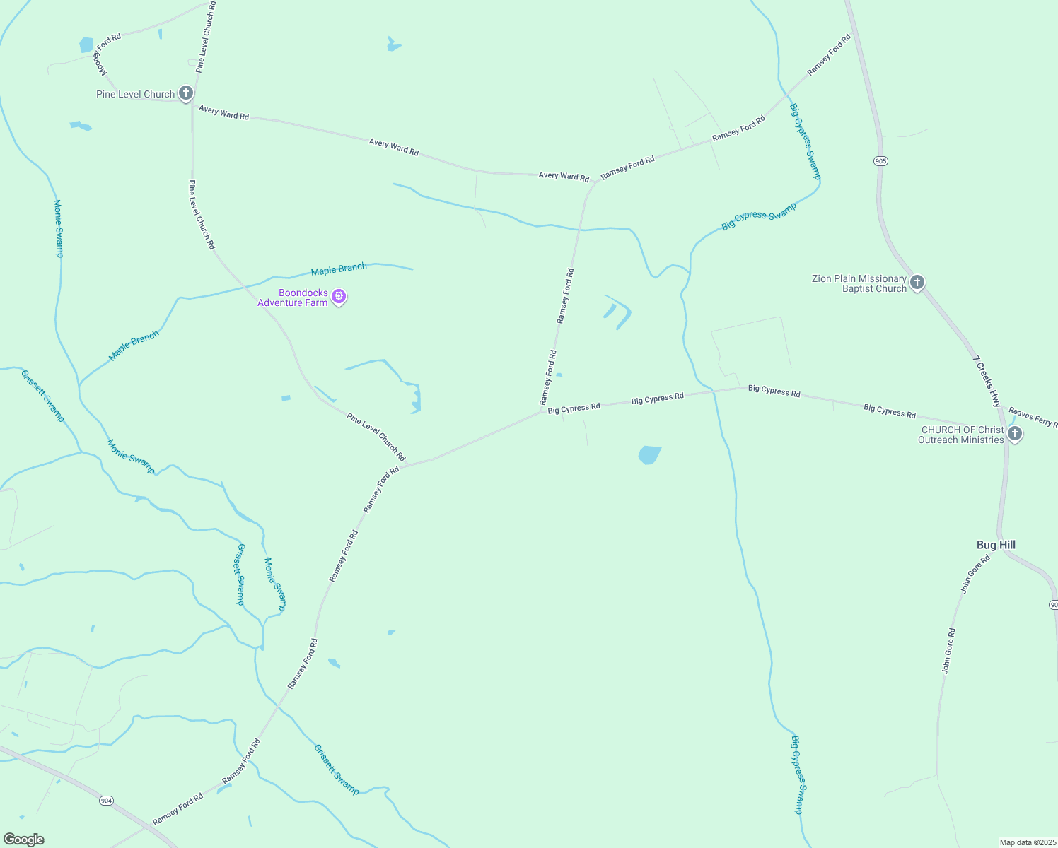 map of restaurants, bars, coffee shops, grocery stores, and more near 1955 Ramsey Ford Road in Nakina