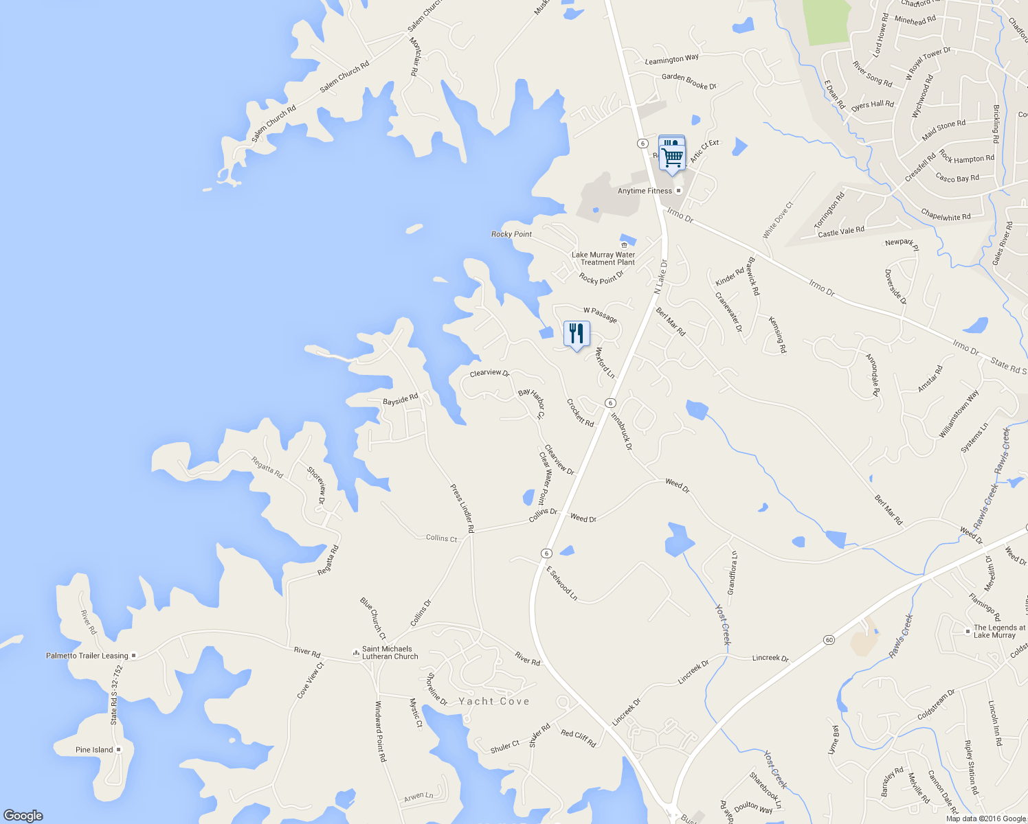 map of restaurants, bars, coffee shops, grocery stores, and more near 312 Clearwood Court in Columbia